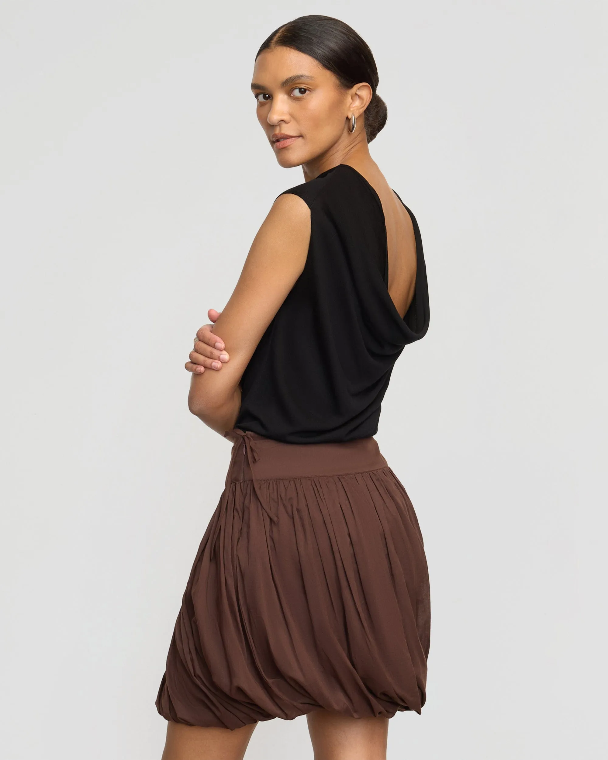 Sophisticated Style Vallo Semi-Sheer Cowl-Back Knit Blouse