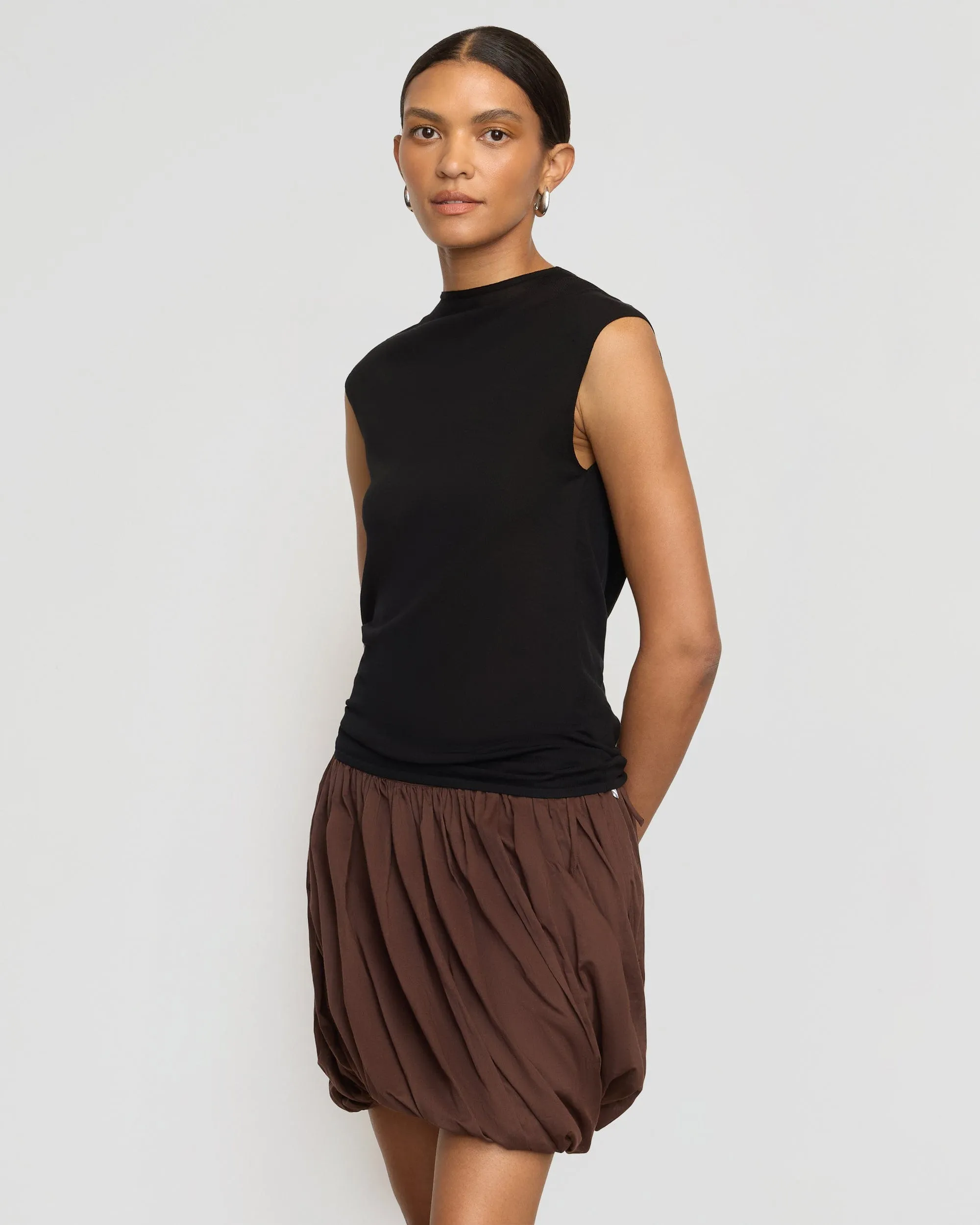 Vallo Semi-Sheer Cowl-Back Knit Blouse Smart Style Timeless Design