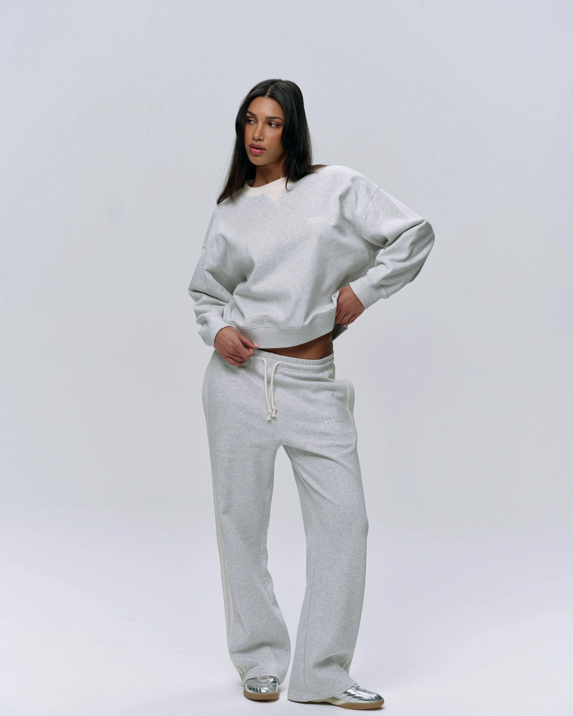 Varsity Loose Fit Sweatpants - Light Grey Melange/Marshmallow White Durable Weave Utility Ready