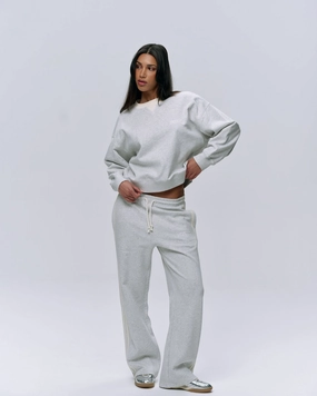 Varsity Loose Fit Sweatpants - Light Grey Melange/Marshmallow White Durable Weave Utility Ready