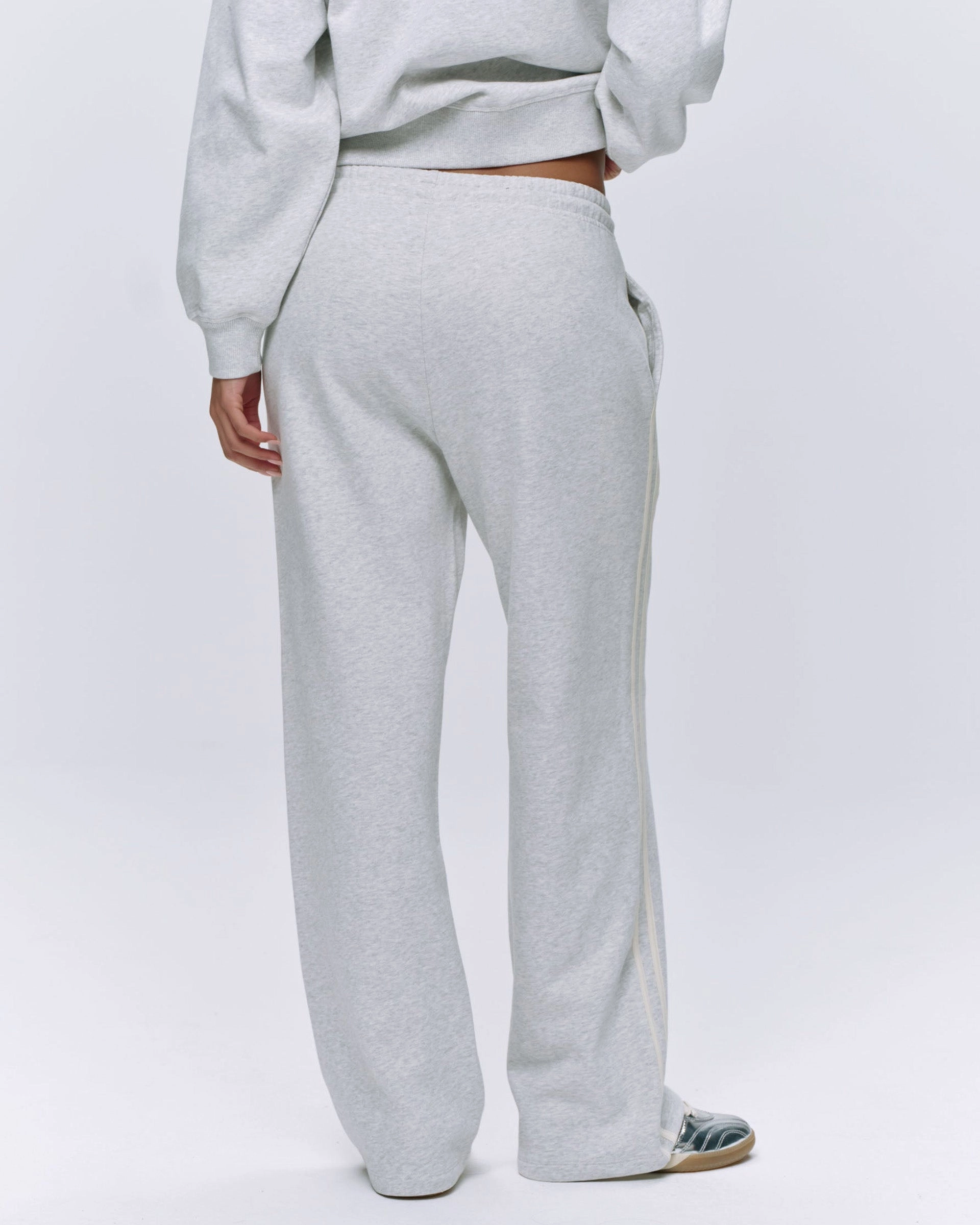 Comfort Wear Varsity Loose Fit Sweatpants - Light Grey Melange/Marshmallow White