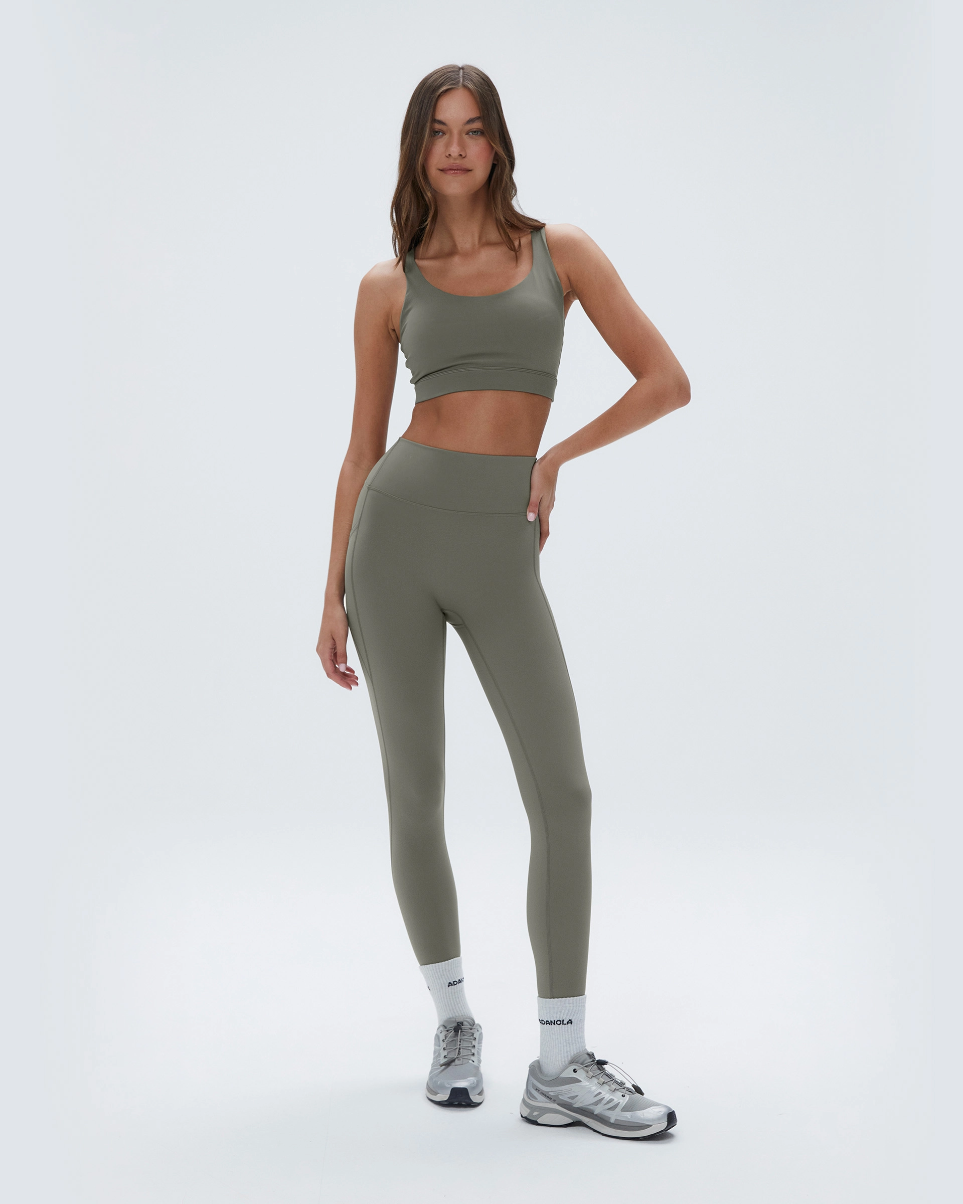 Ultimate Pocket Leggings - Olive Green Eco Shopper Pilates Session high waisted