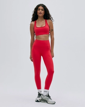 Fit Boost Light Stretch Fit Ultimate Seam Detail Zip Pocket Leggings - Apple Red