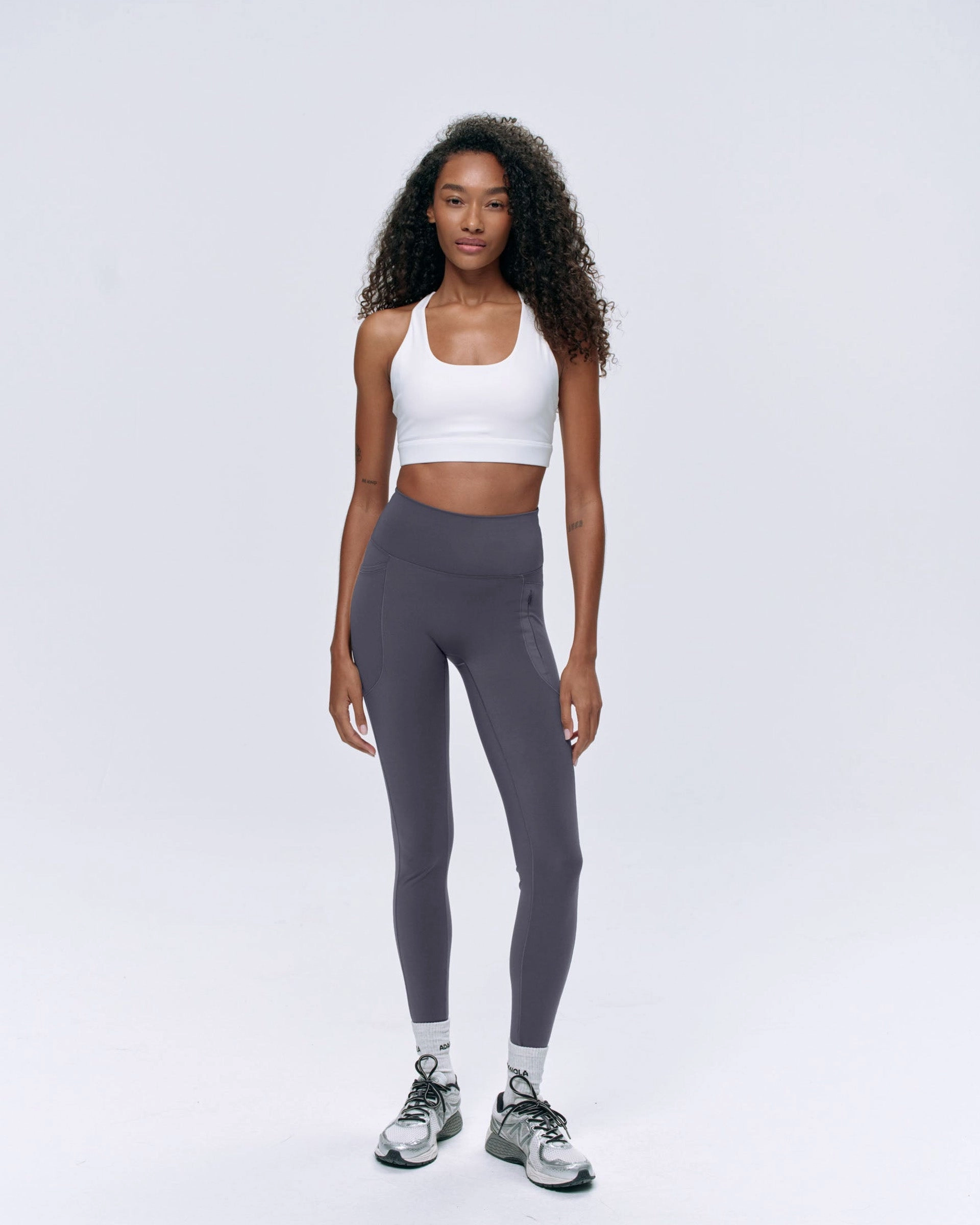 Fitness Lover Eco Friendly Fitness Lover School Sports Ultimate Seam Detail Zip Pocket Leggings - Dark Grey