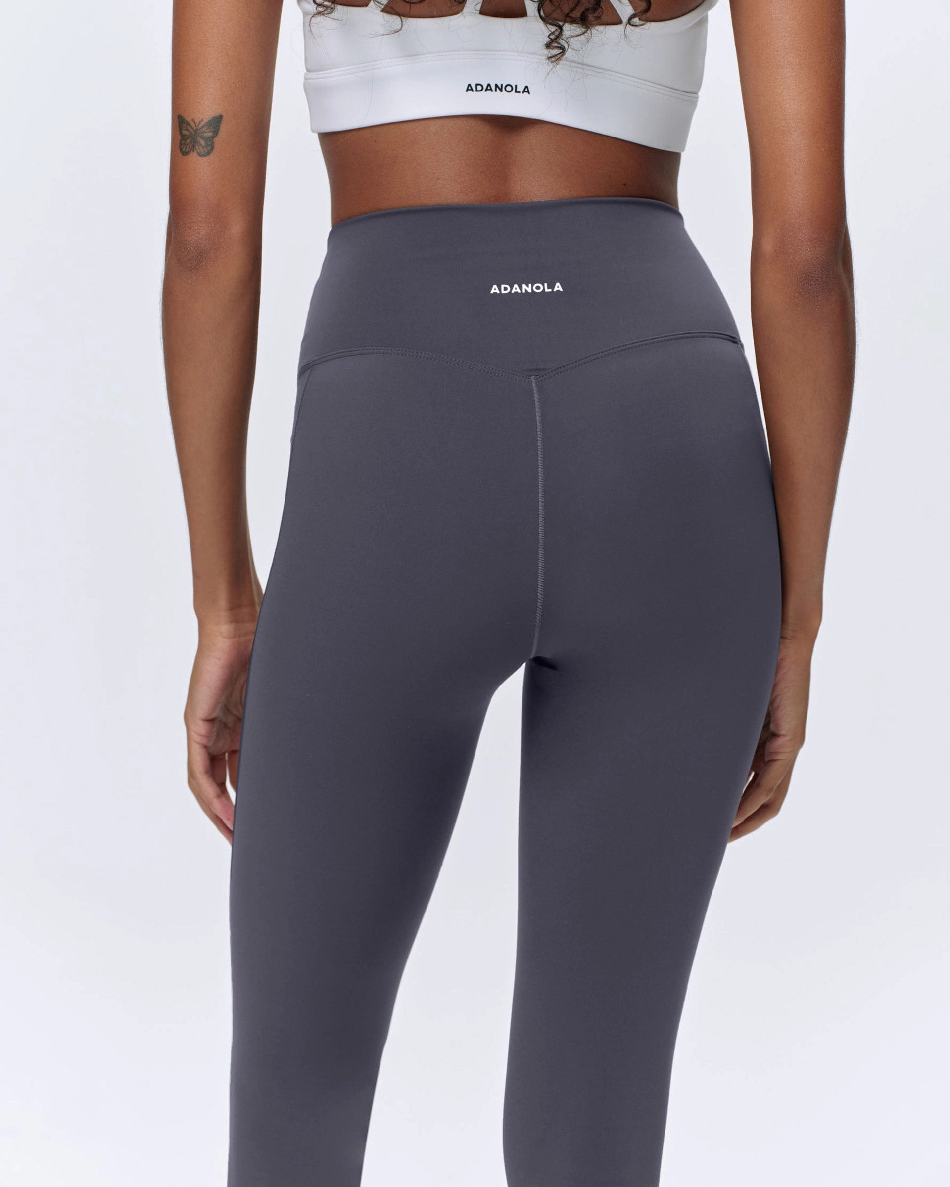 Ultimate Seam Detail Zip Pocket Leggings - Dark Grey Mesh Panel Studio Practice