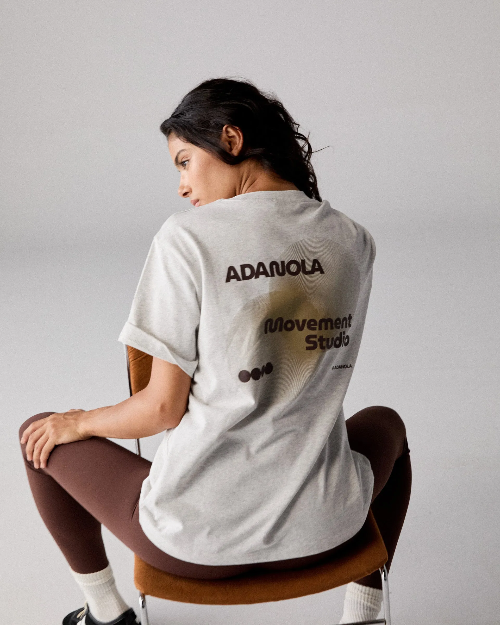 Compact Jacquard Weave Movement Short Sleeve Oversized T-shirt - Light Grey Melange