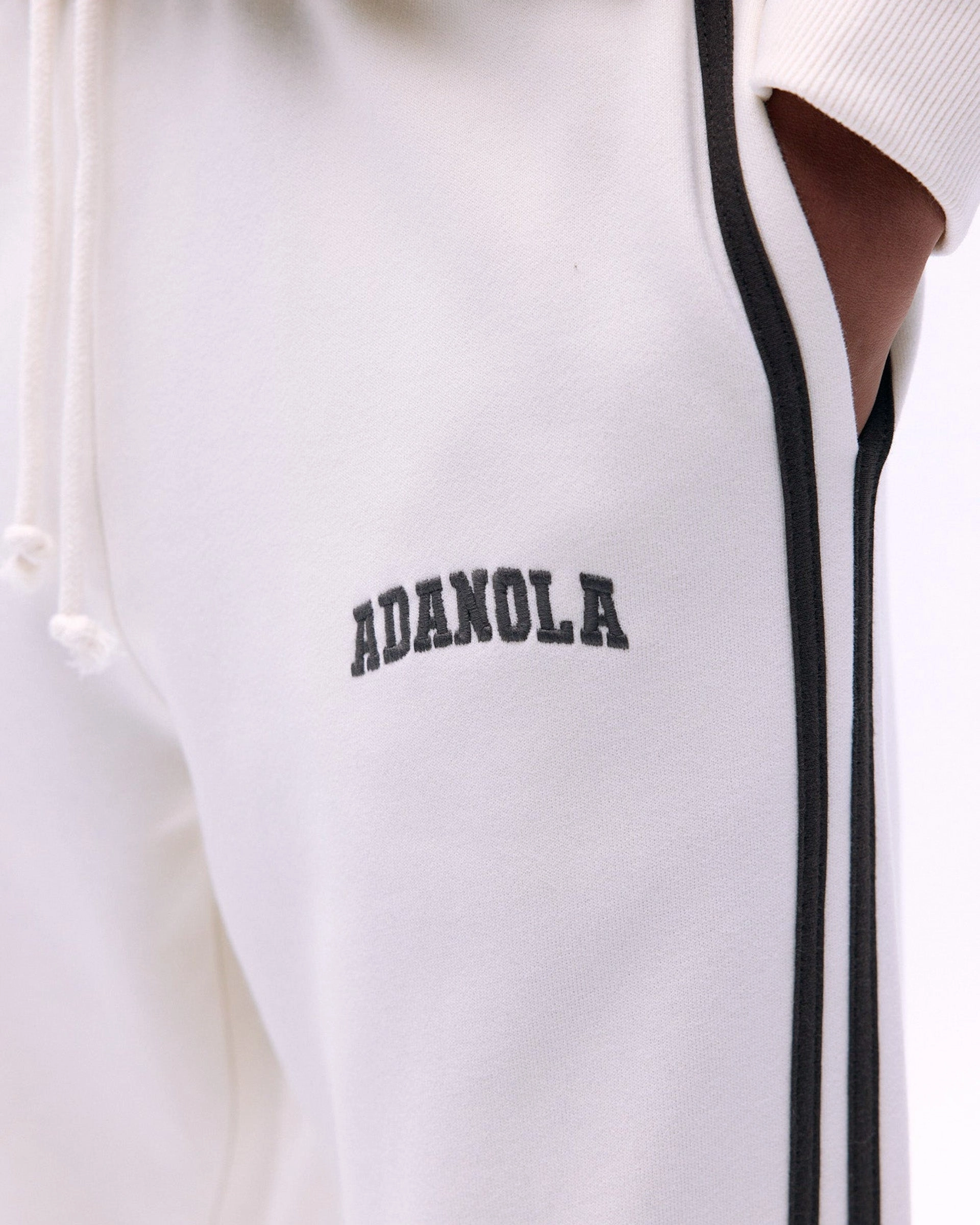 Abrasion Resistant Panels Minimal Comfort Varsity Loose Fit Sweatpants - Marshmallow White/Coffee Bean