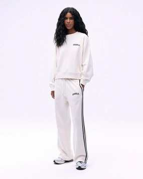 Varsity Loose Fit Sweatpants - Marshmallow White/Coffee Bean Chic Look