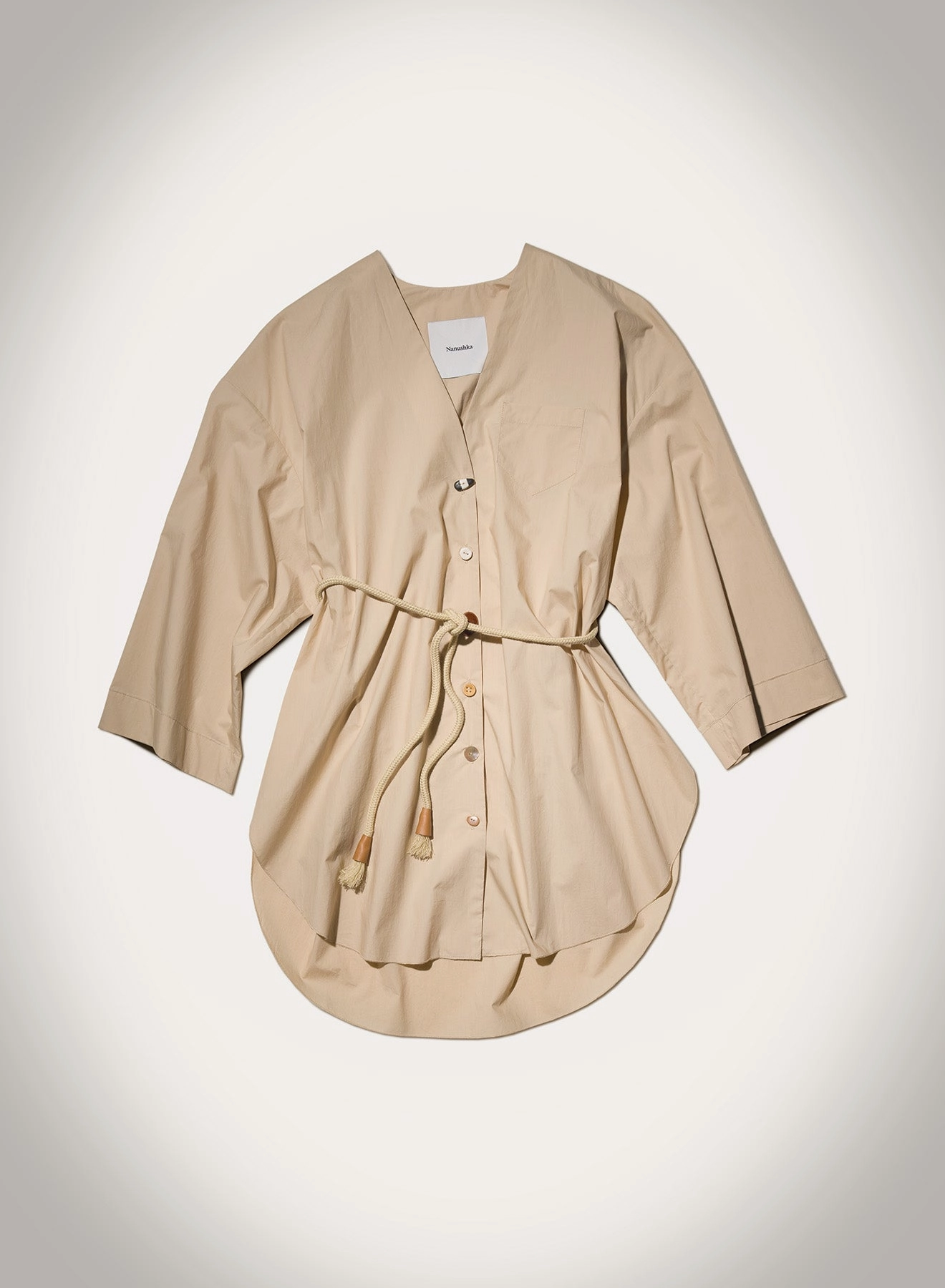 Ruffle Edge Nani - Light Poplin Top - Beige