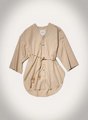 Ruffle Edge Nani - Light Poplin Top - Beige