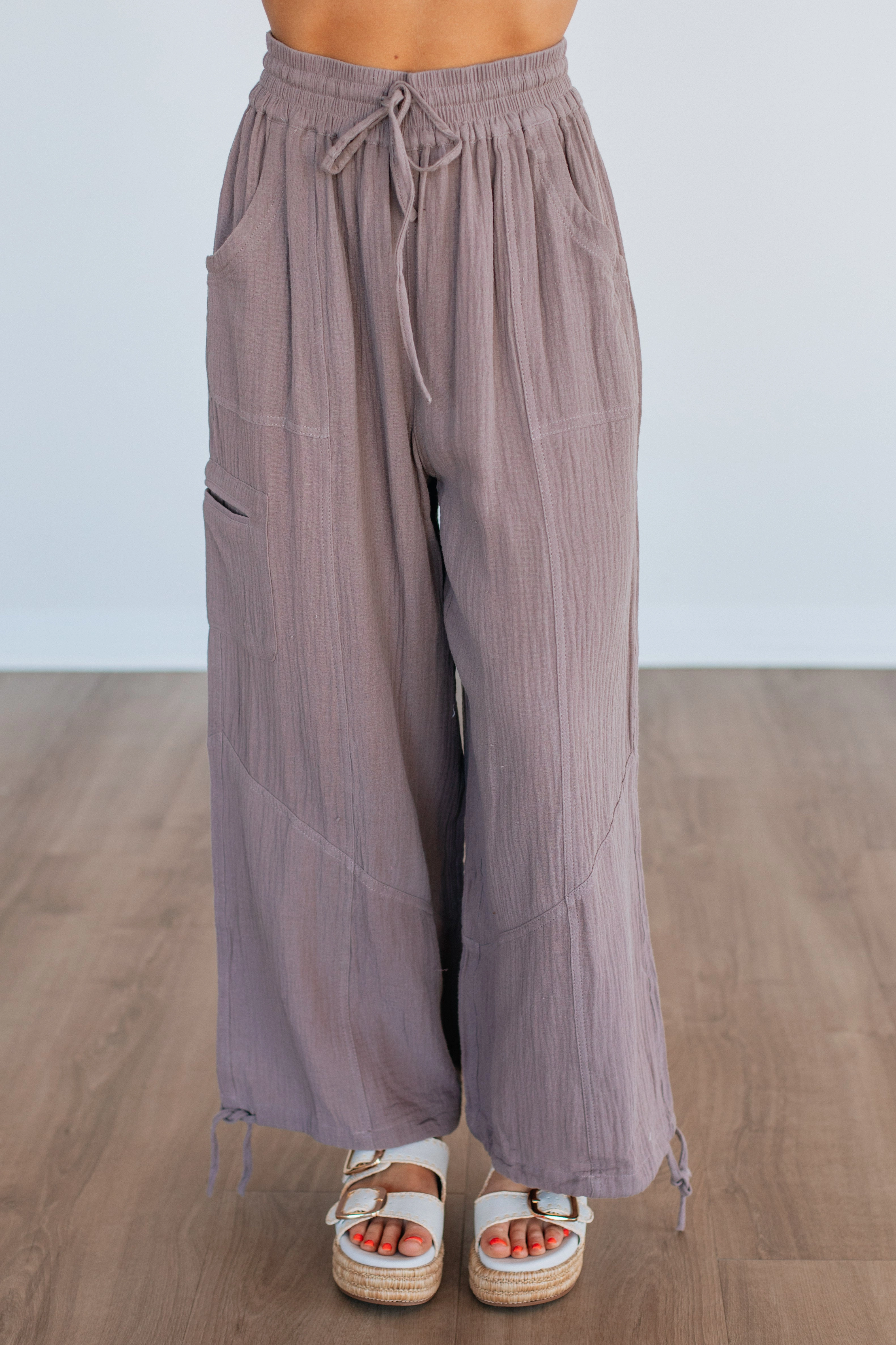 Unexpected Feelings Pants - Latte Adjustable loop Breathable Performance Wear