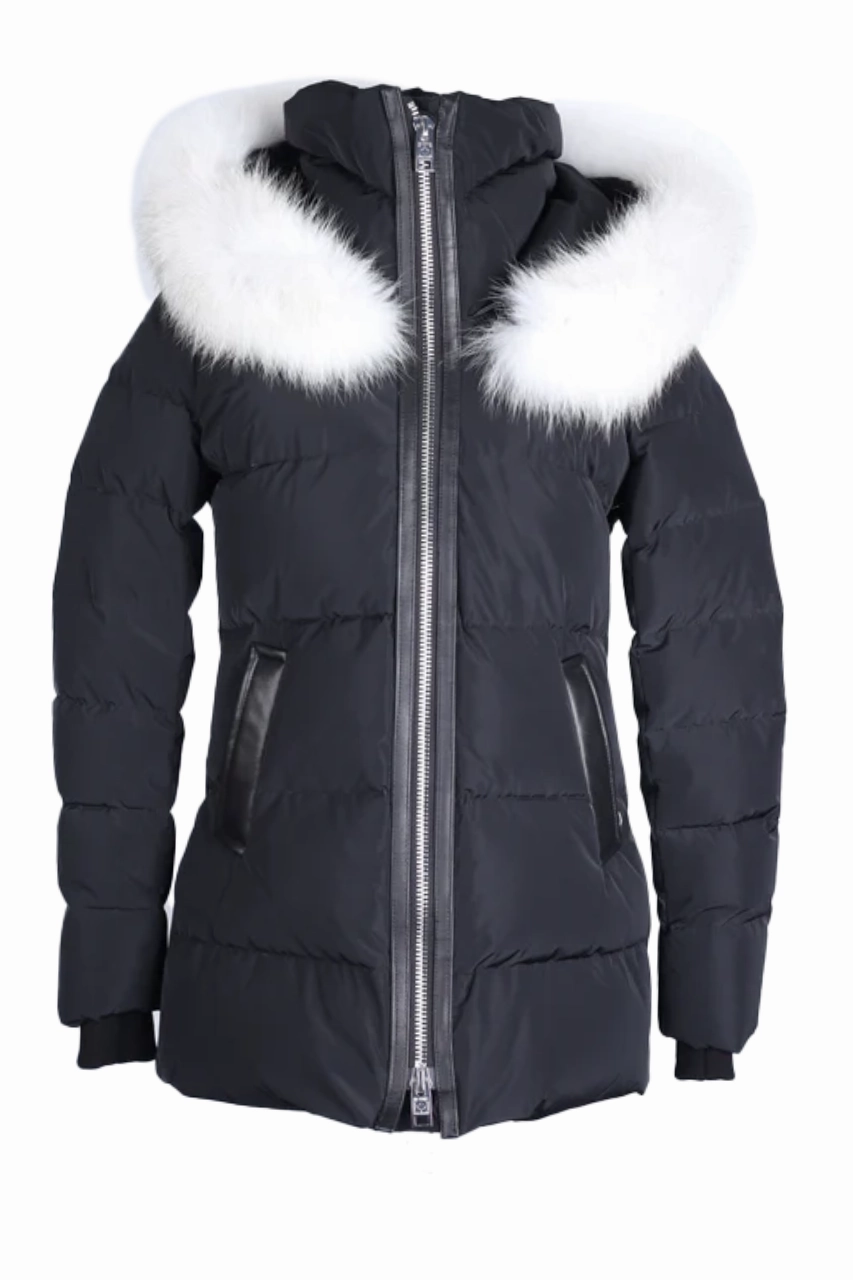 Down Fur Collar Puffer Jacket Anti Pilling Surface Impact Absorbing Back Panels
