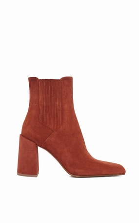 Luke High Heel Ankle Boot in Burnt Sienna Suede Durable Comfort