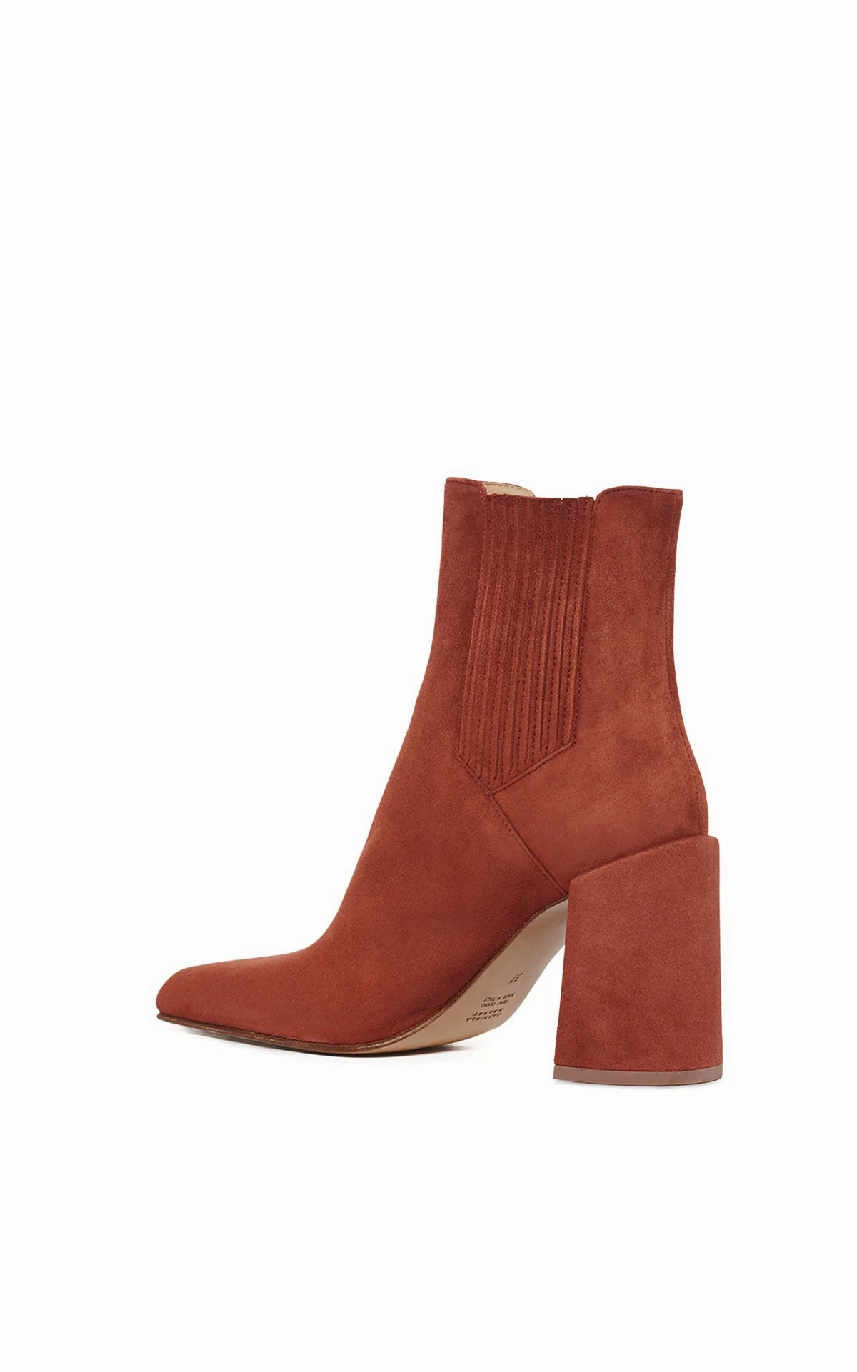 Luke High Heel Ankle Boot in Burnt Sienna Suede MoistureWicking Trendy Footwear