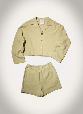 Vally - Washed Calico Shirt - Sage Chill Layer