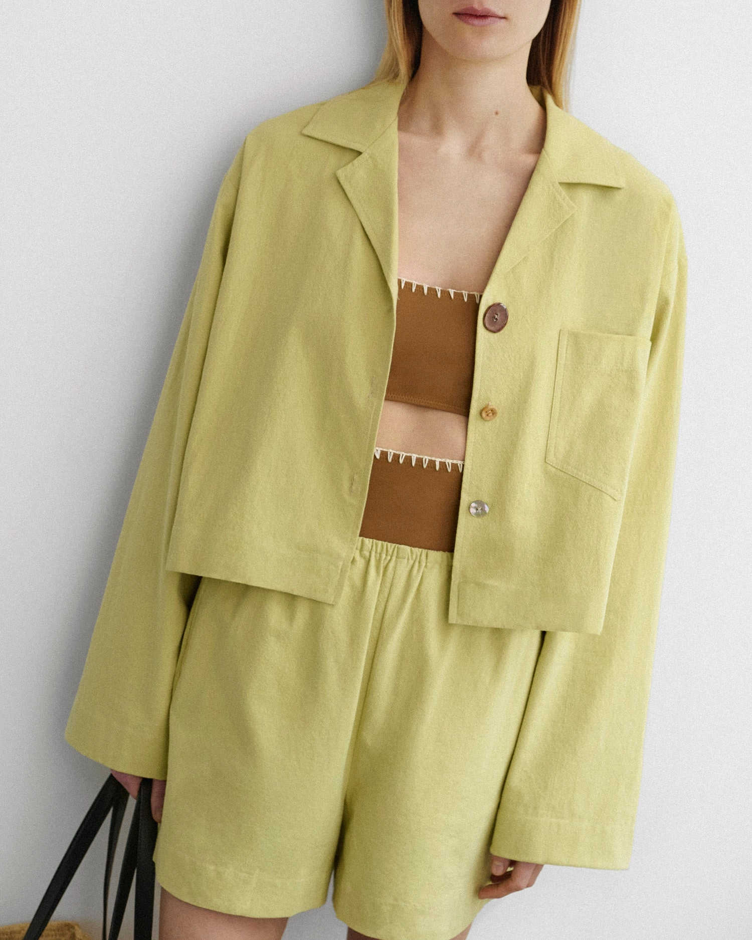 Vally - Washed Calico Shirt - Sage Polished Finish Eco friendly materials