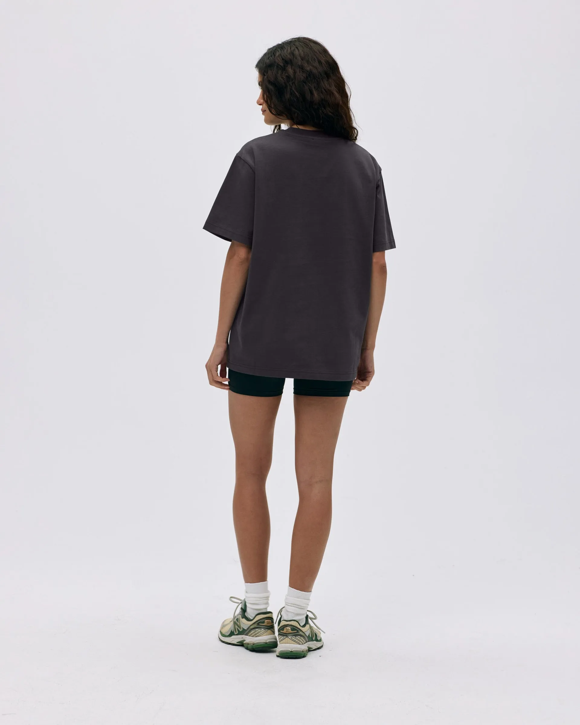 Varsity Short Sleeve Oversized T-shirt - Coffee Bean/White Anti Pill Surface Resilient Elasticity