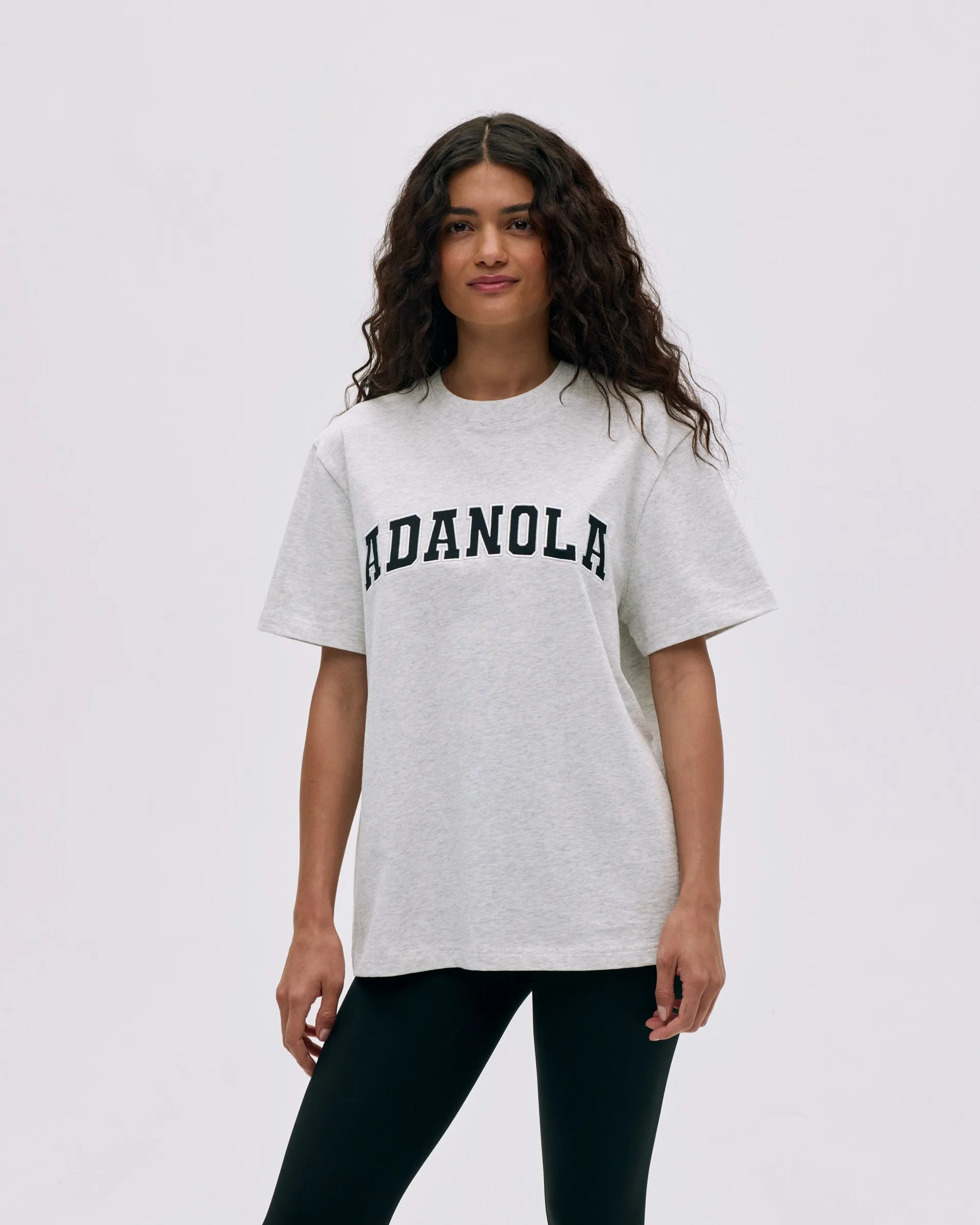 Varsity Short Sleeve Oversized T-shirt - Light Grey Melange/Black Formal top HypoallergenicFabric