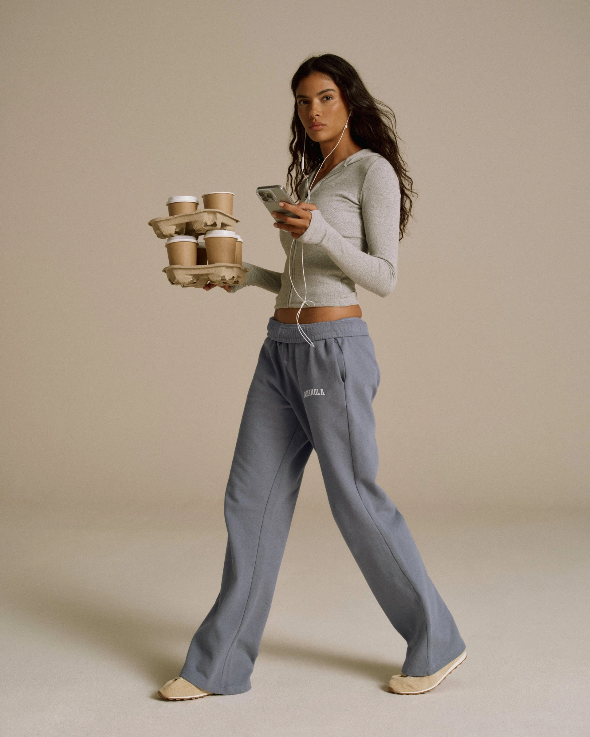 Varsity Loose Fit Straight Leg Sweatpants - Slate Blue Timeless Fit