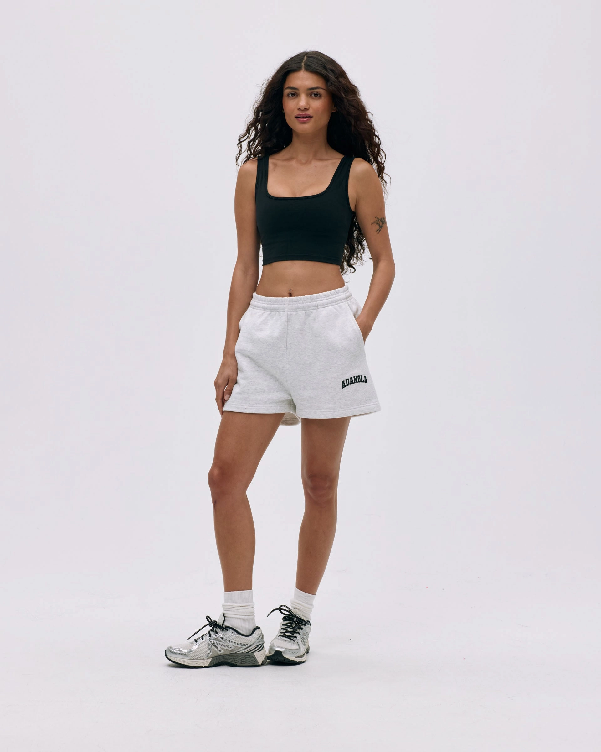 Varsity Sweat Shorts - Light Grey Melange/Black Easy Layer Fit sustainable product