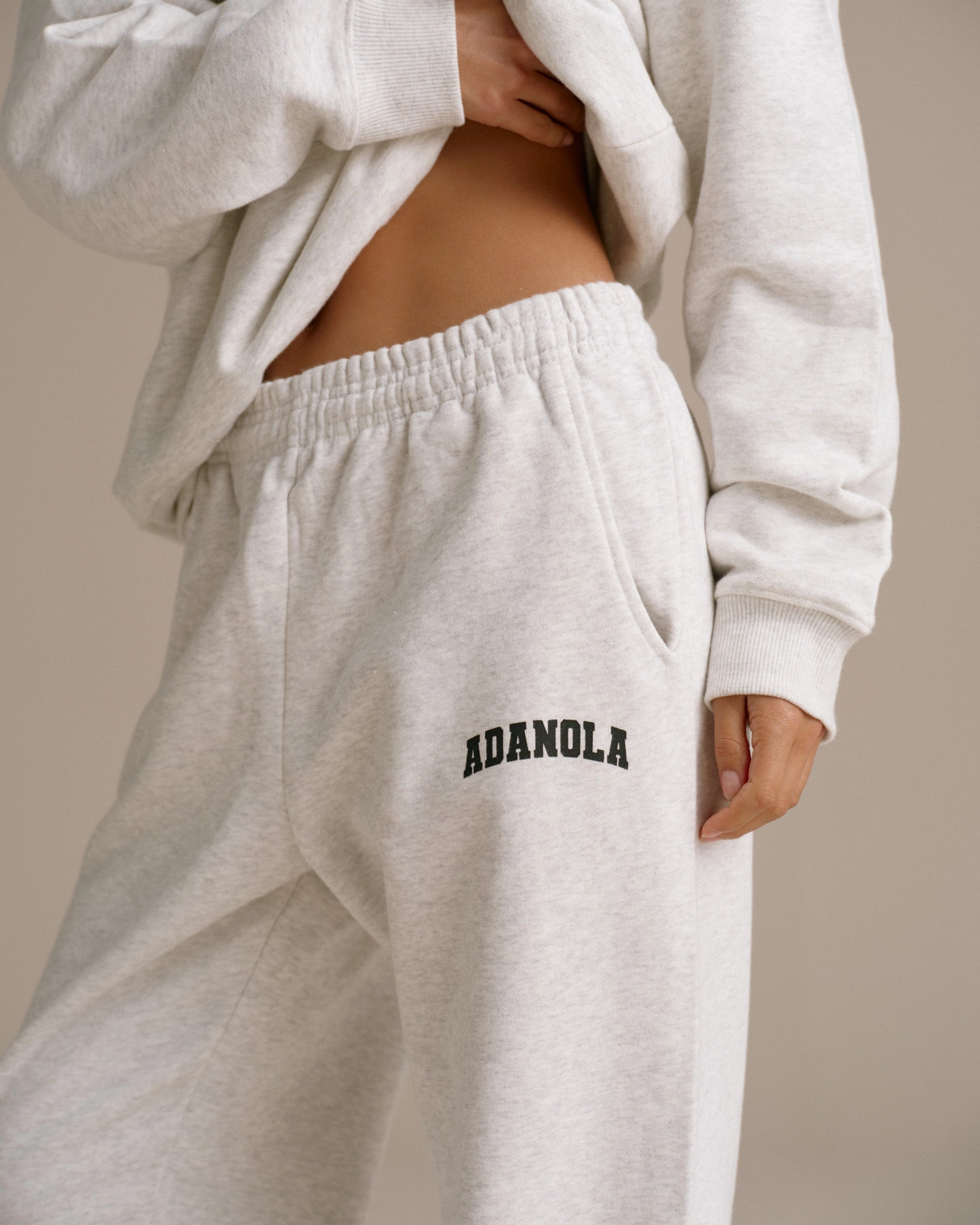 Varsity Sweatpants - Light Grey Melange/Black Durable Fabric Non slip grip