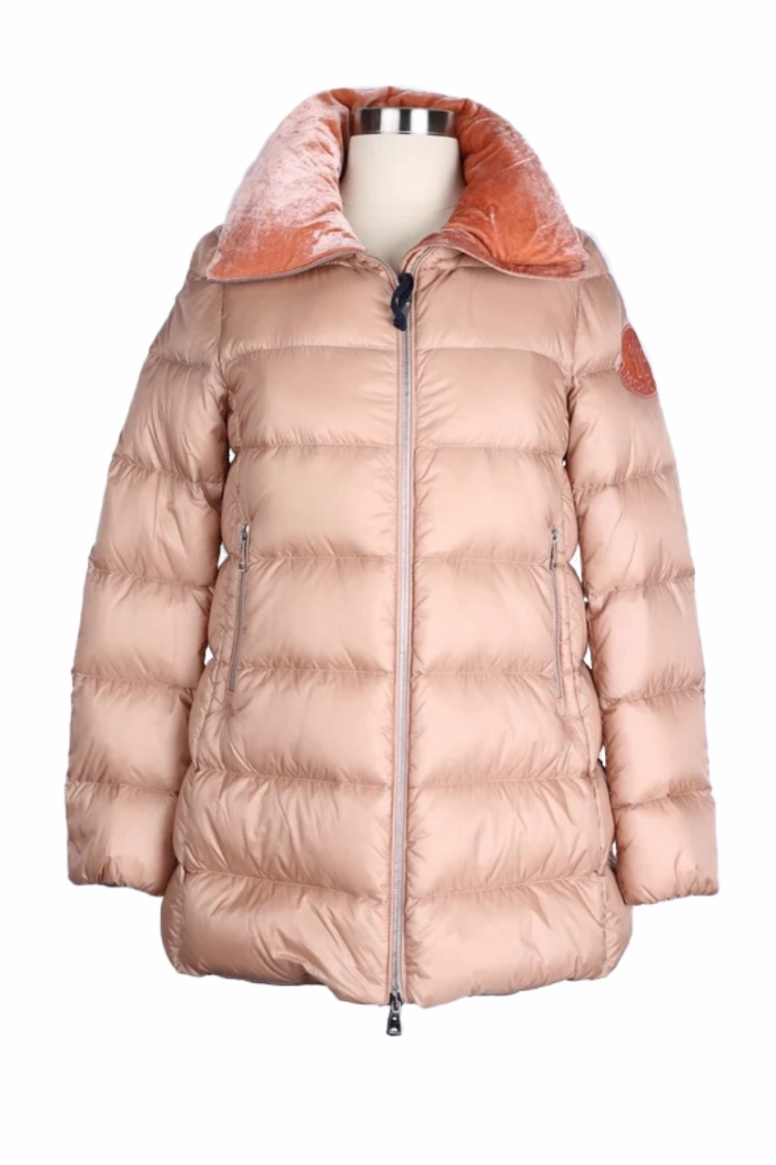 Velvet Collar Down Puffer Jacket Flexible Shoulder Design Multi Pocket System