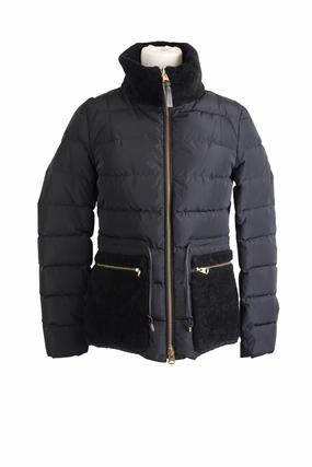 Minimal Detailing Down Filled Jacket w/ Shearling Collar