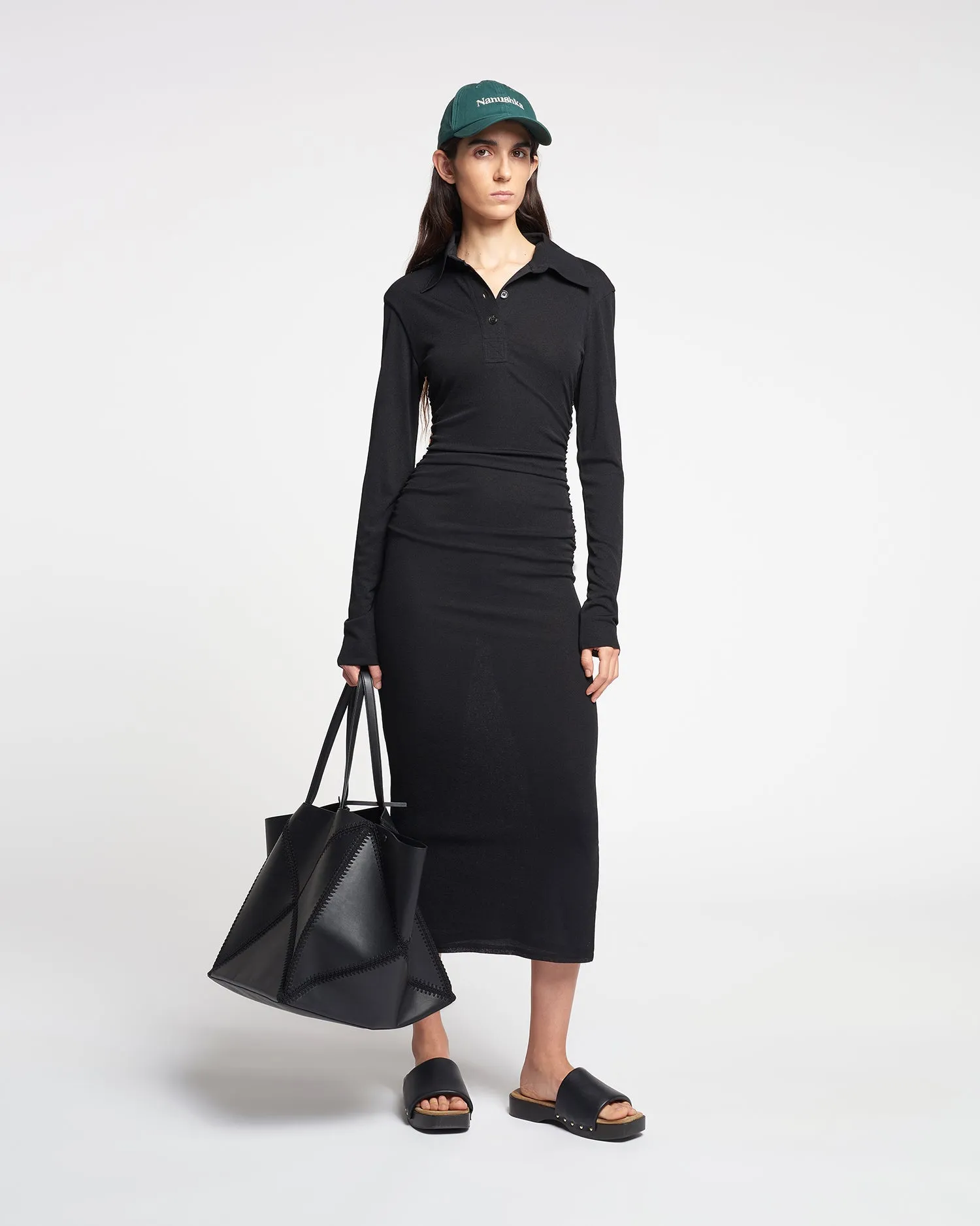 Verity - Mesh Jersey Shirt Dress - Black Bride Side Trend-Inspired