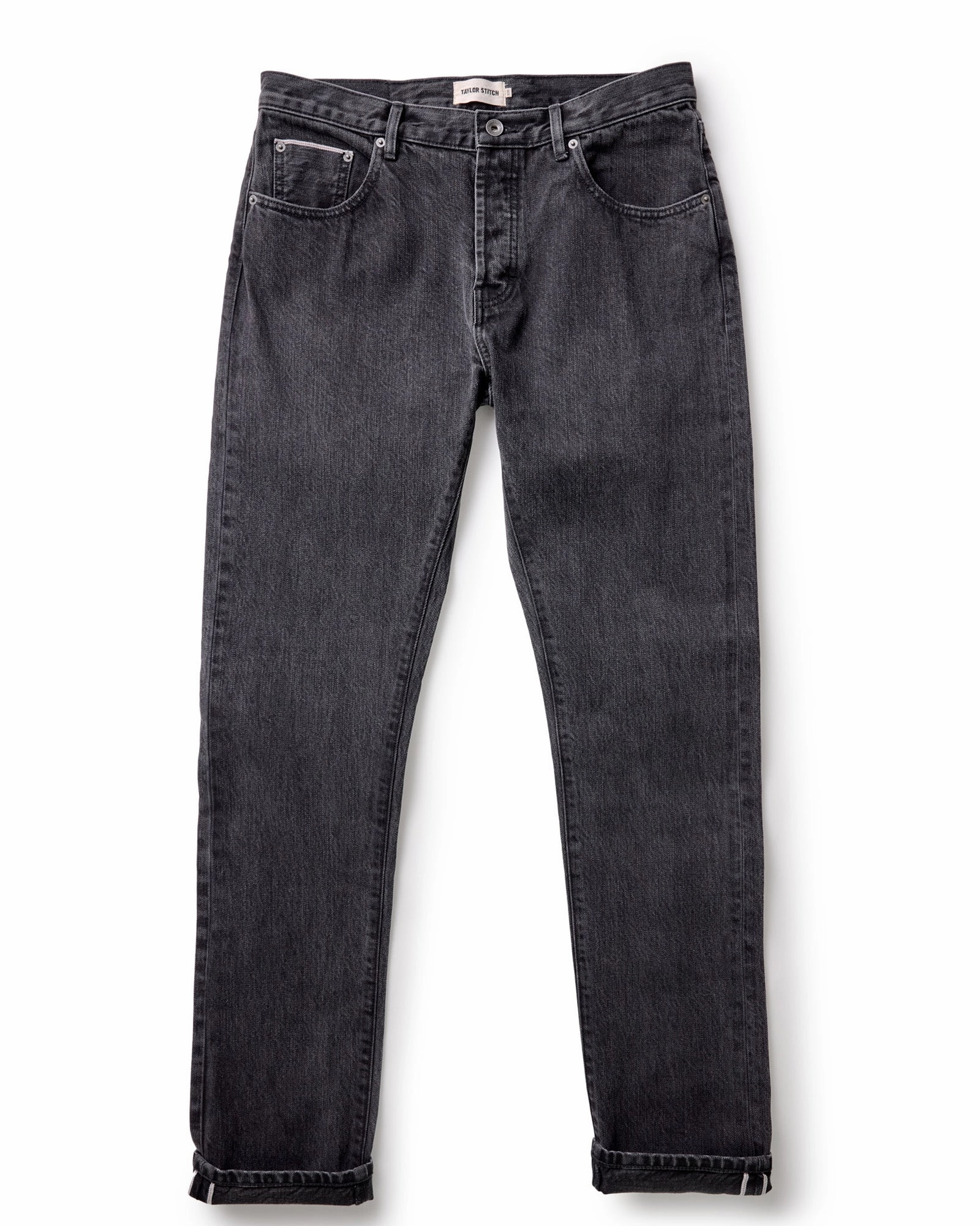 The Slim Jean in Washed Black Organic Slub Selvedge Total Comfort Resilient material