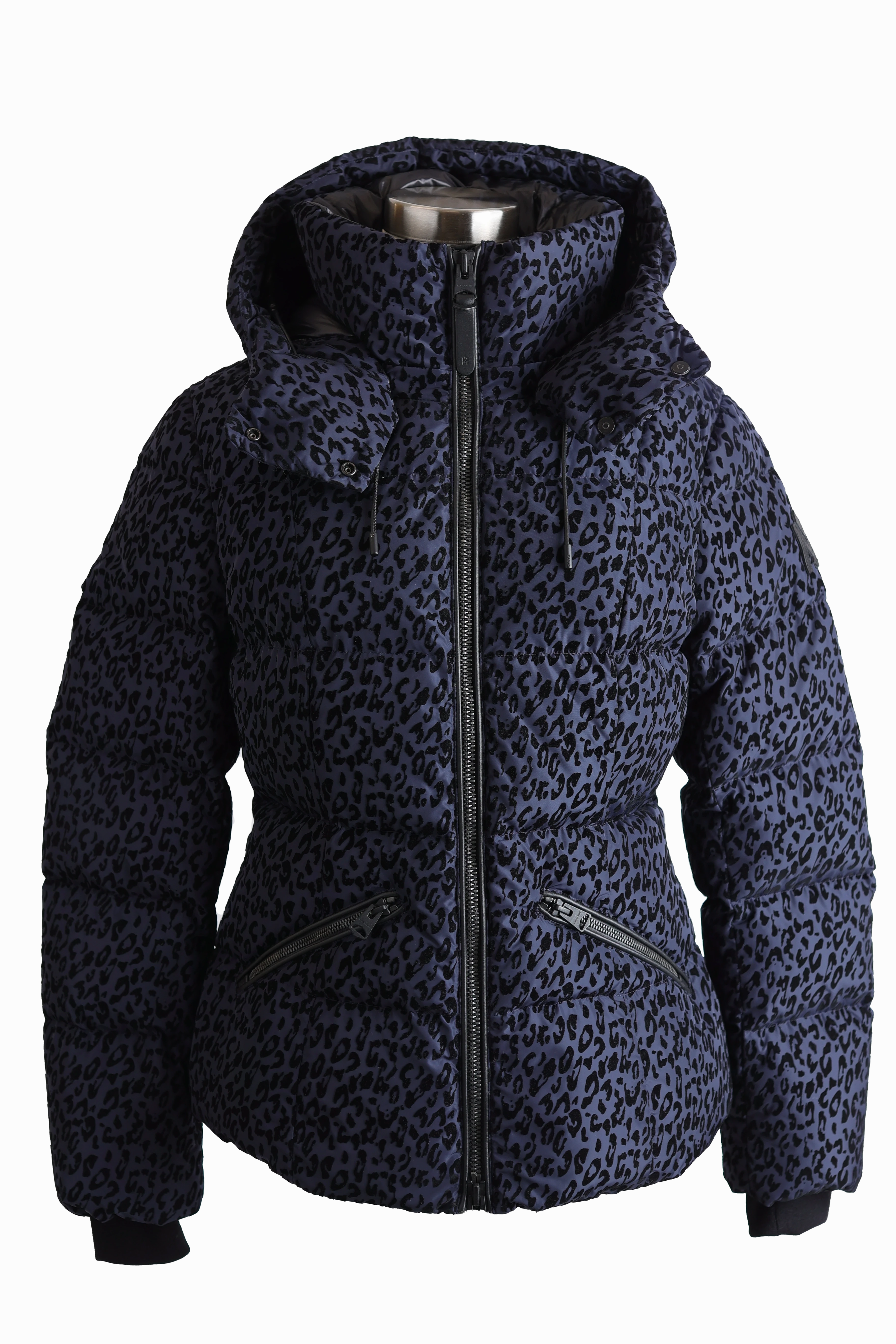 Reinforced Shoulder Protection Hypoallergenic Fibers Madalyn Leopard Print Down Puffer Jacket