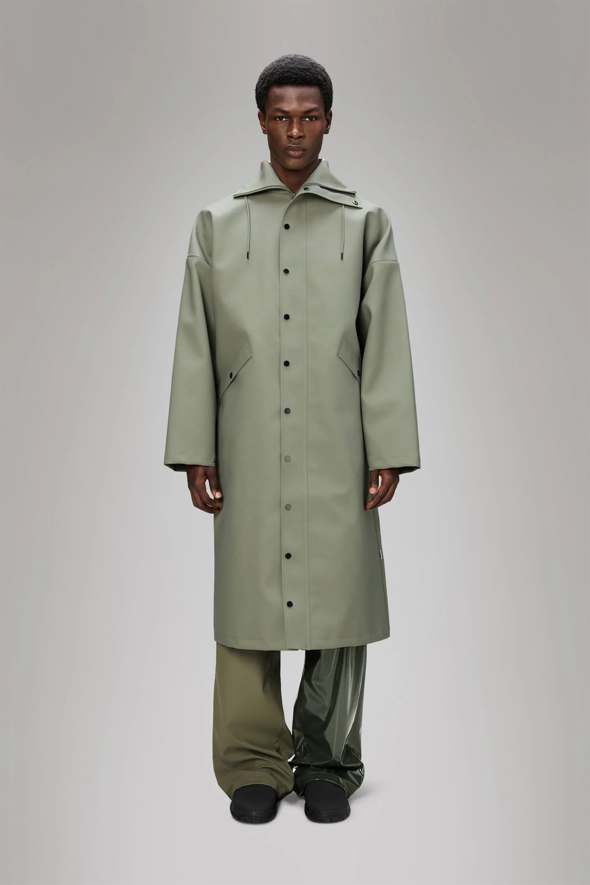 DoubleLayered Collar Non Restrictive Tailoring Vision Rain Jacket Long