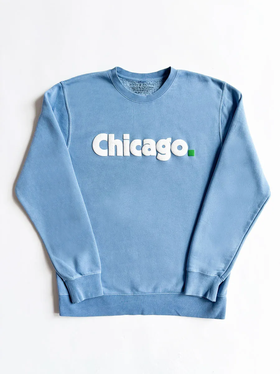 Thermal Locking Yarn Chicago. Crewneck Sweatshirt - Blue & White