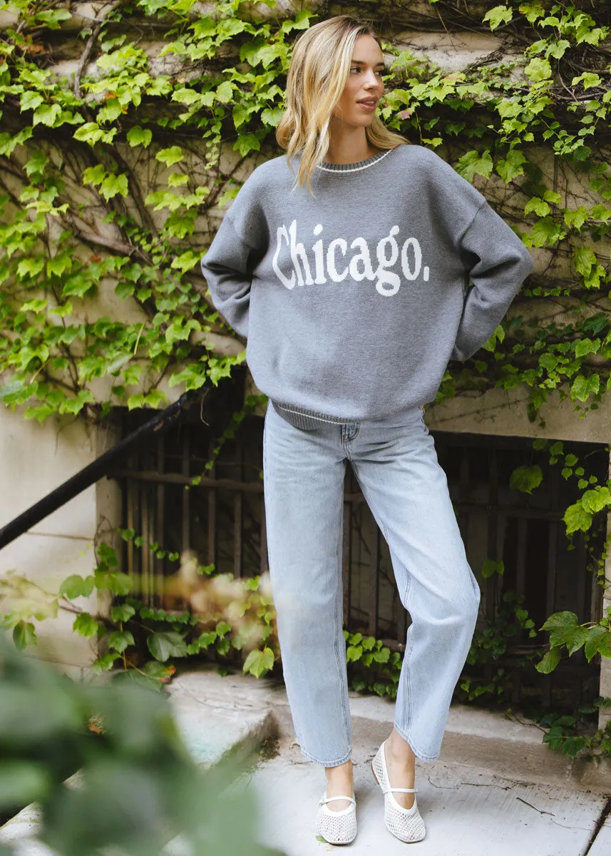 Comfortable Stretch Chicago Oversized Stripe Cuff Sweater - Dark Grey