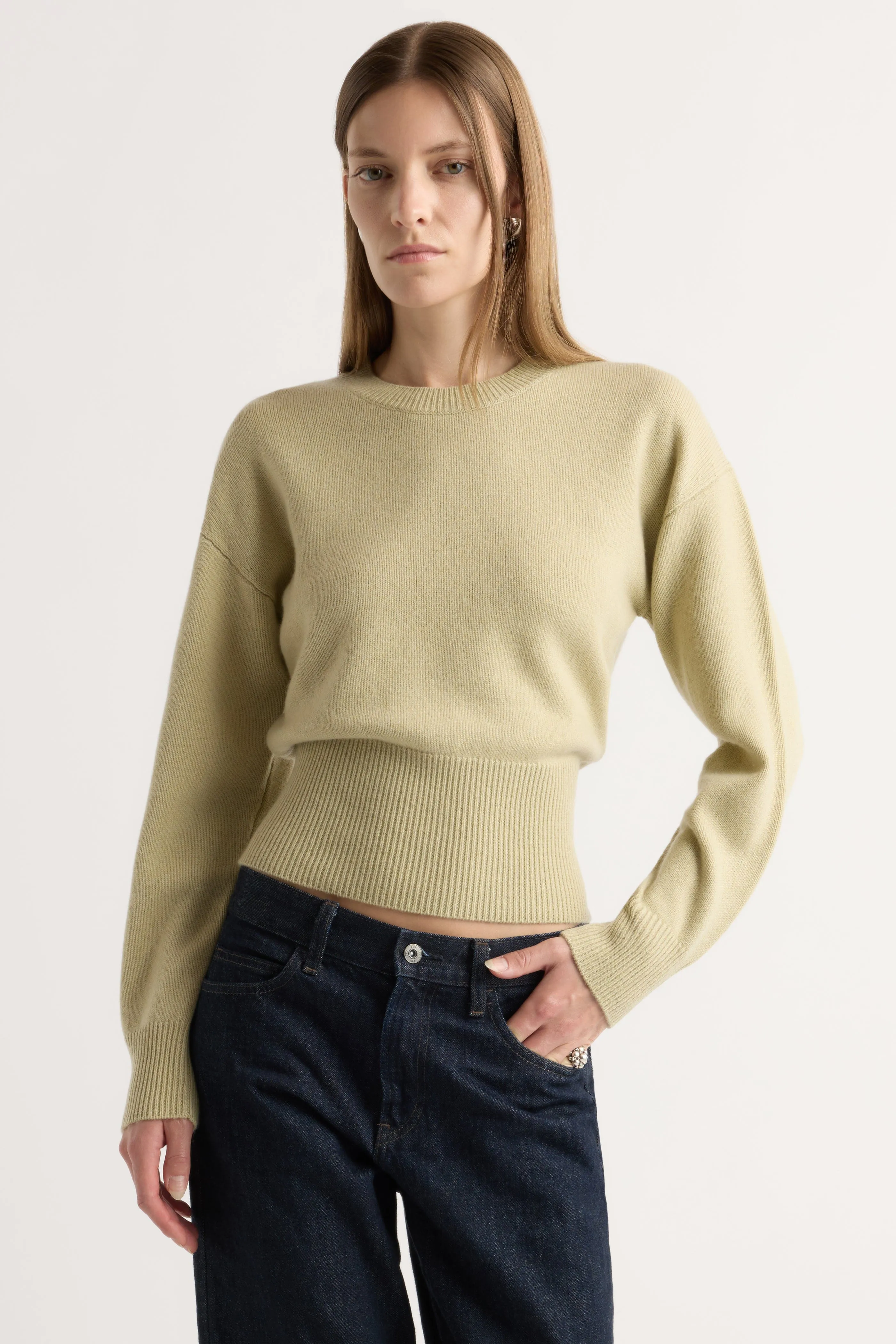 Marielle Wool-Cashmere Blouson Sweater Chilly Day Layers Classic Fit