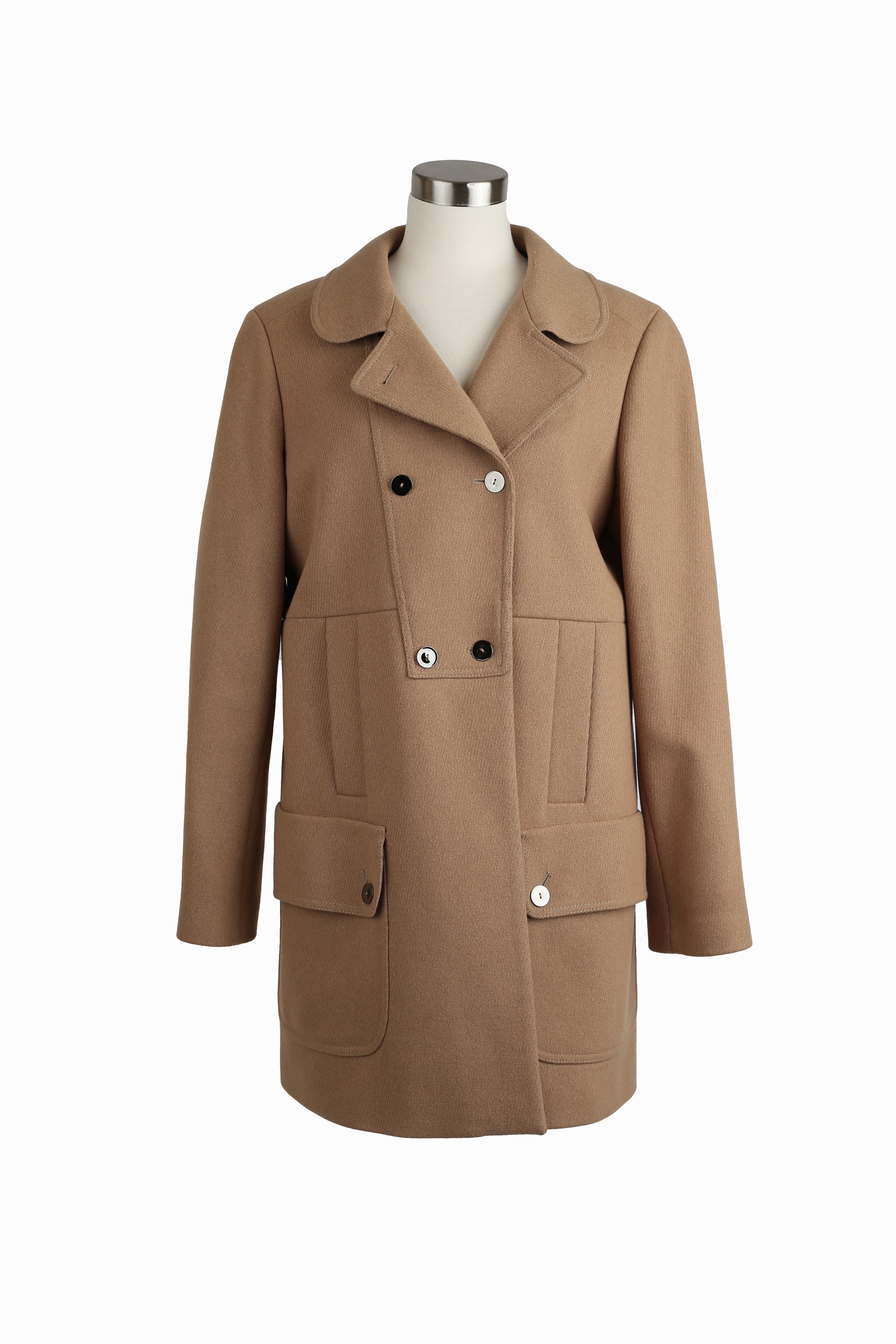 Wool Double Breasted Dress Coat Green Material