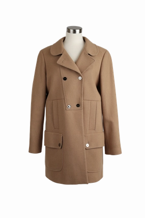 Wool Double Breasted Dress Coat Green Material