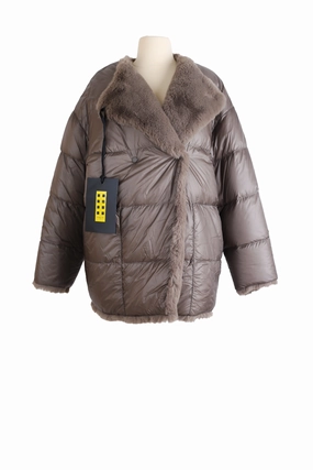 Fur Lined Down Puffer Jacket Anti Pilling Textile UV Block