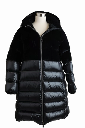 Stain Proof Echinda Velour-Poly Long Down Coat