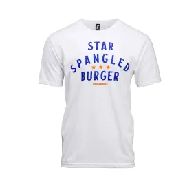 HoodedVersion Low Profile Zipper Closure White Star Spangled Burger Tee