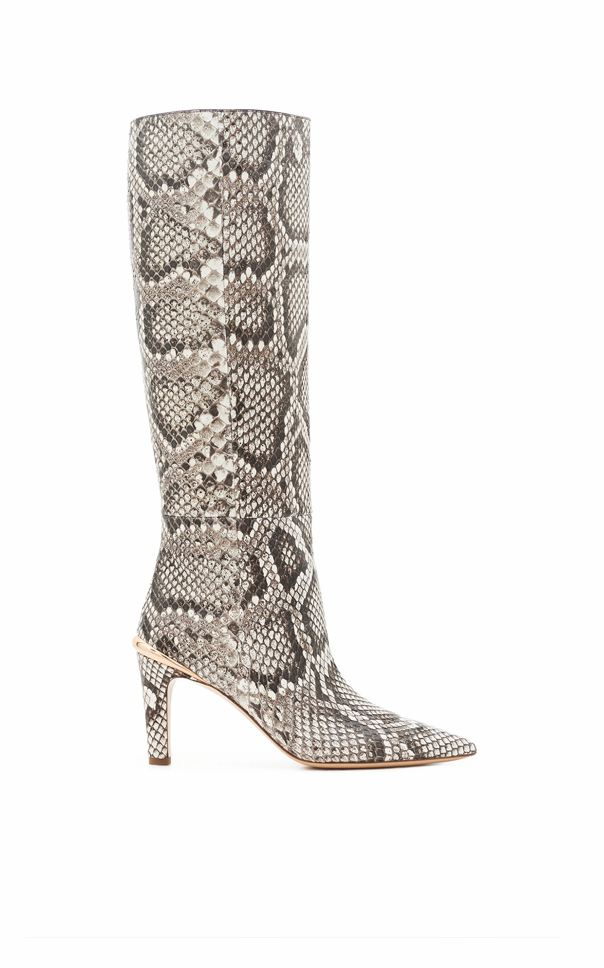 Aura High Heel Stiletto Tall Boot in Black & White Inversa? Snakeskin Air Flow
