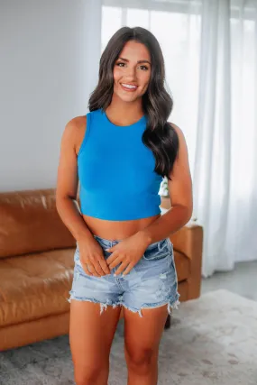 Defense - focused Data - transmitting Willa Ribbed Tank - Cerulean