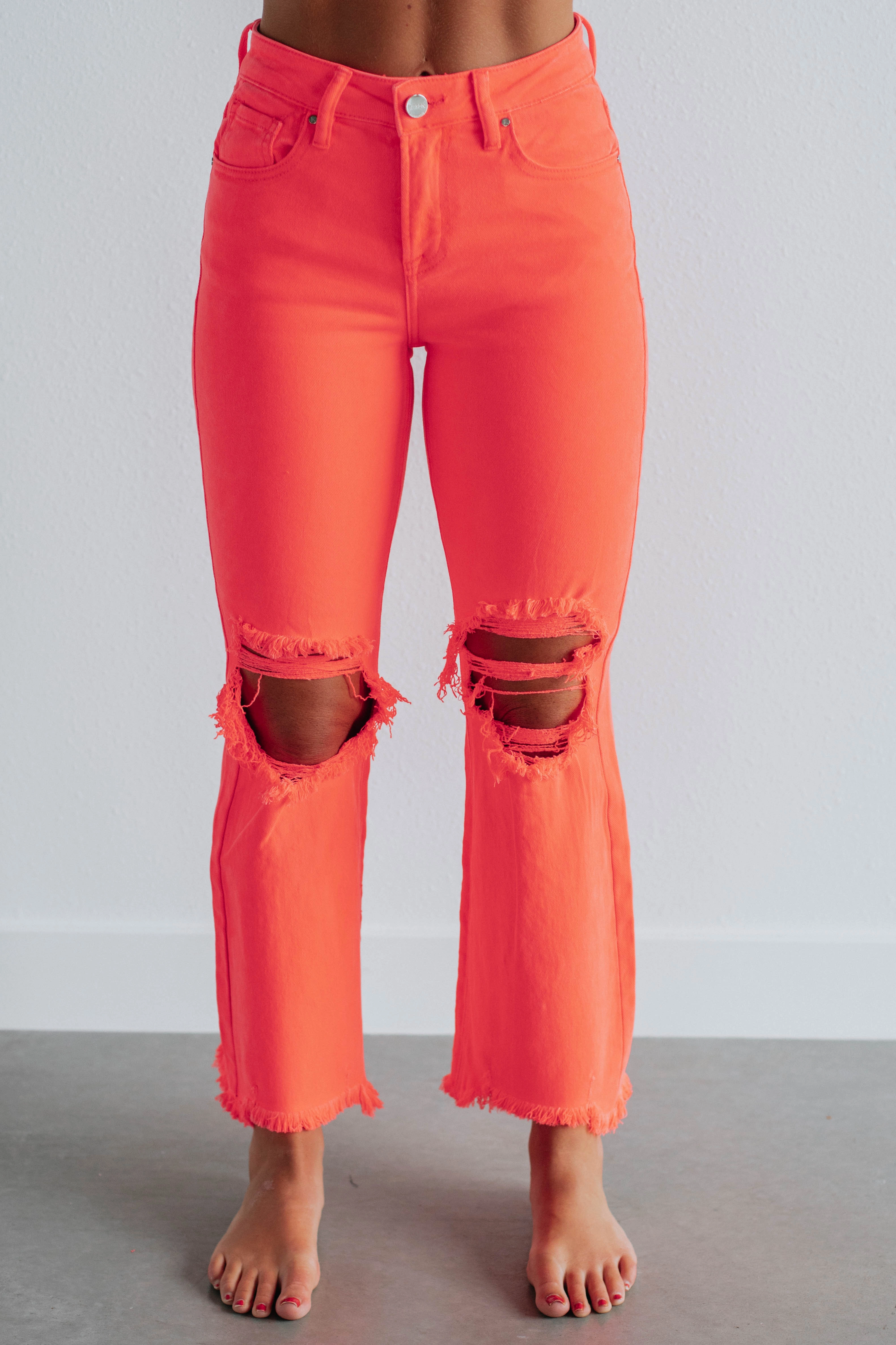 Fashionable Fit Willow Risen Jeans - Neon Coral
