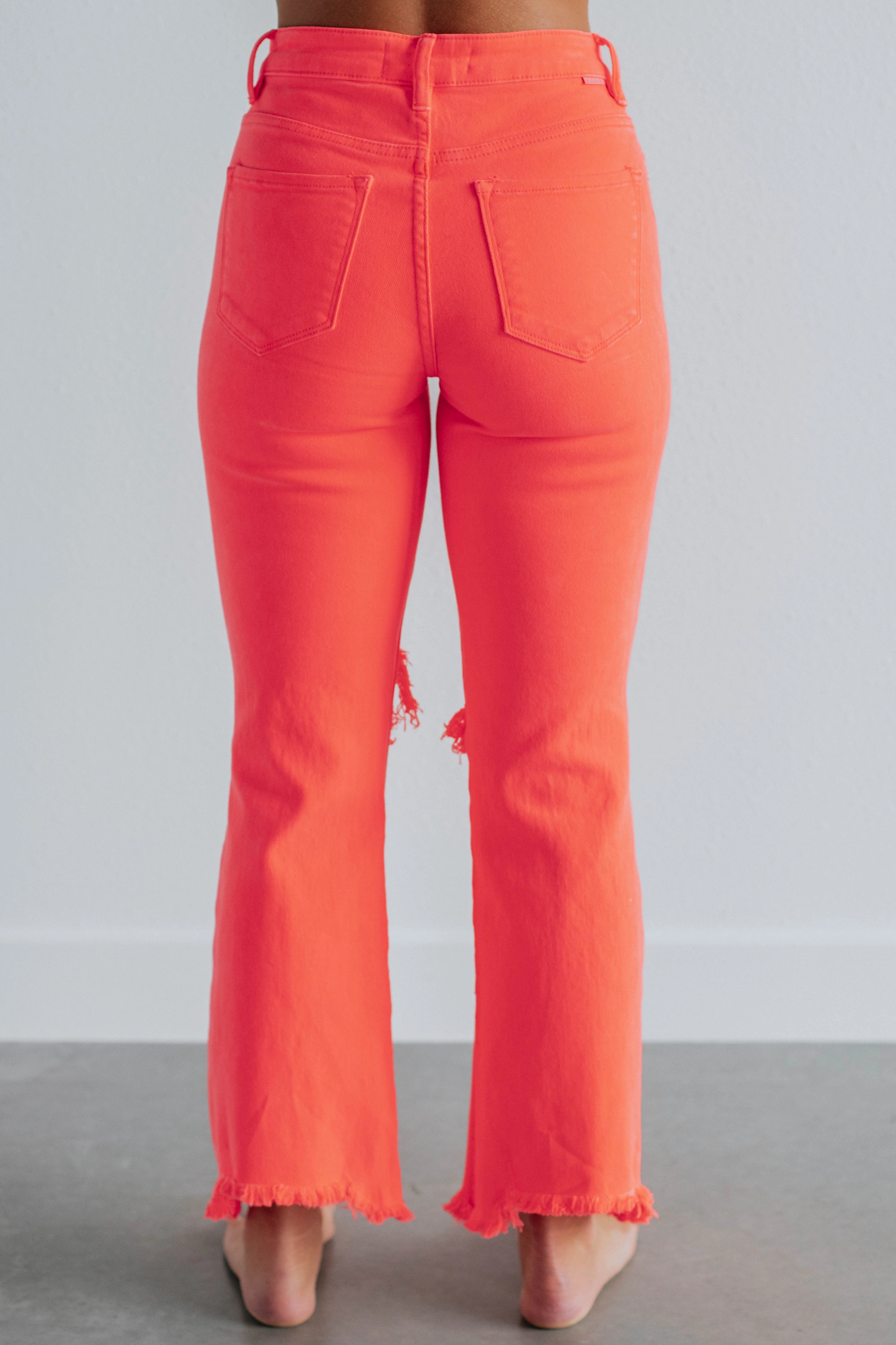 Beach Day Winter Warmth Classic Casual Elegance Willow Risen Jeans - Neon Coral