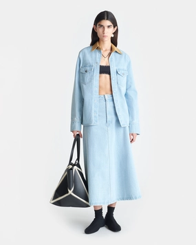 Cintia - Denim Midi Skirt - Eco Bleach Adjustable Hem