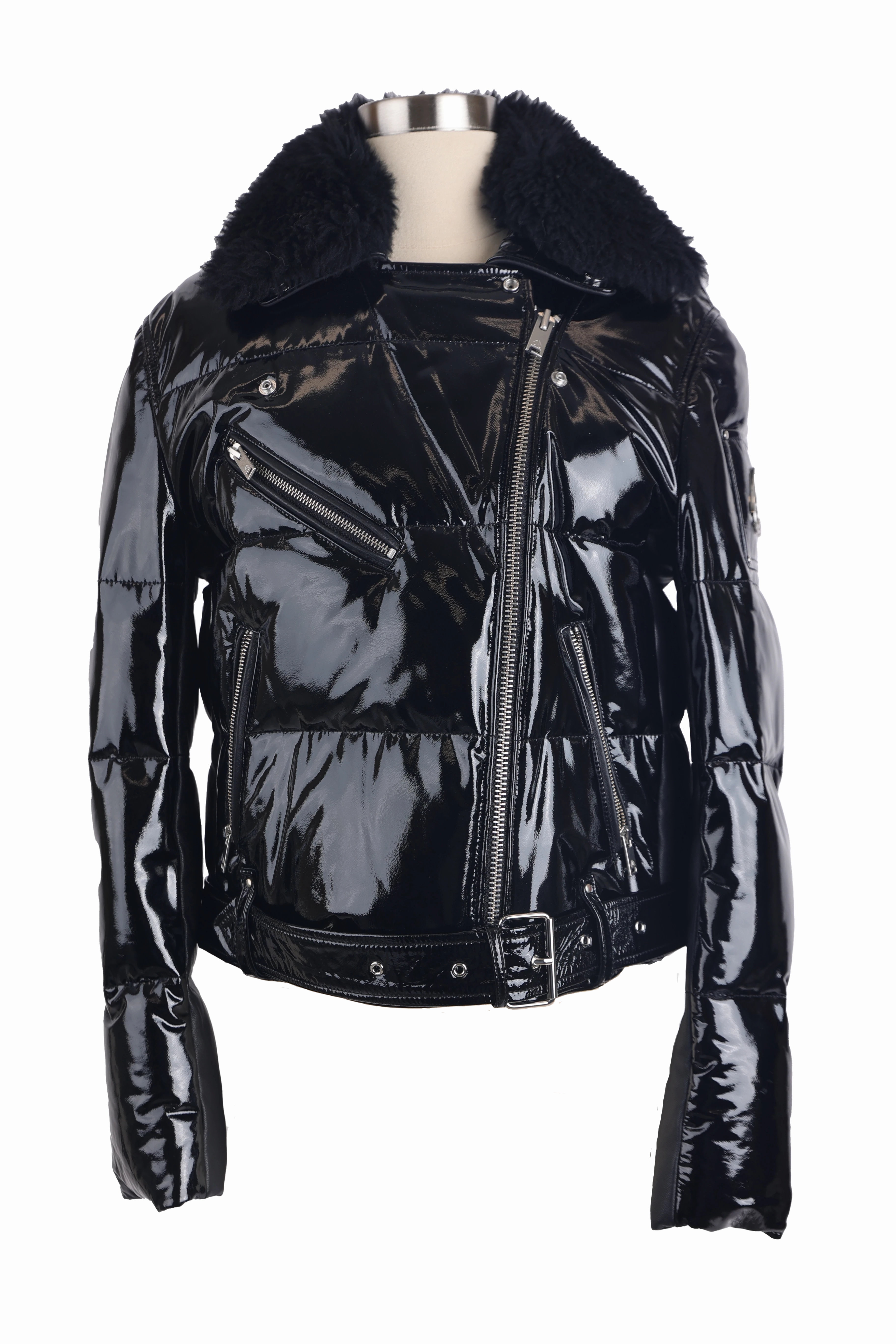 Bonded Edge Finish Tech Use Kenney Patent Leather Down Puffer Jacket