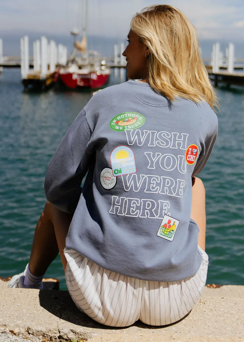Wish You Were Here Crewneck Sweatshirt Biodegradable Fiber Options Turtleneck