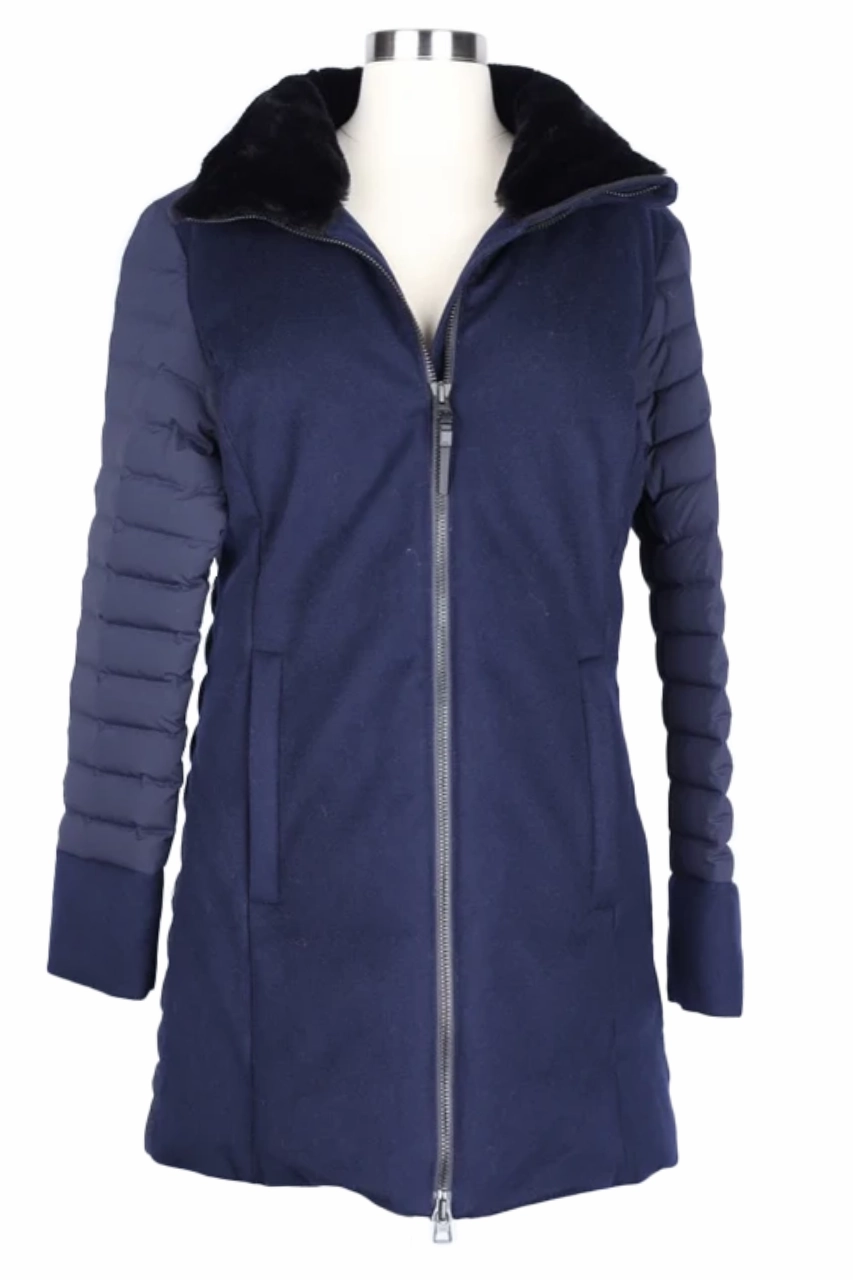 Wool Down Dress Coat w/Fur Collar Sporty Layers