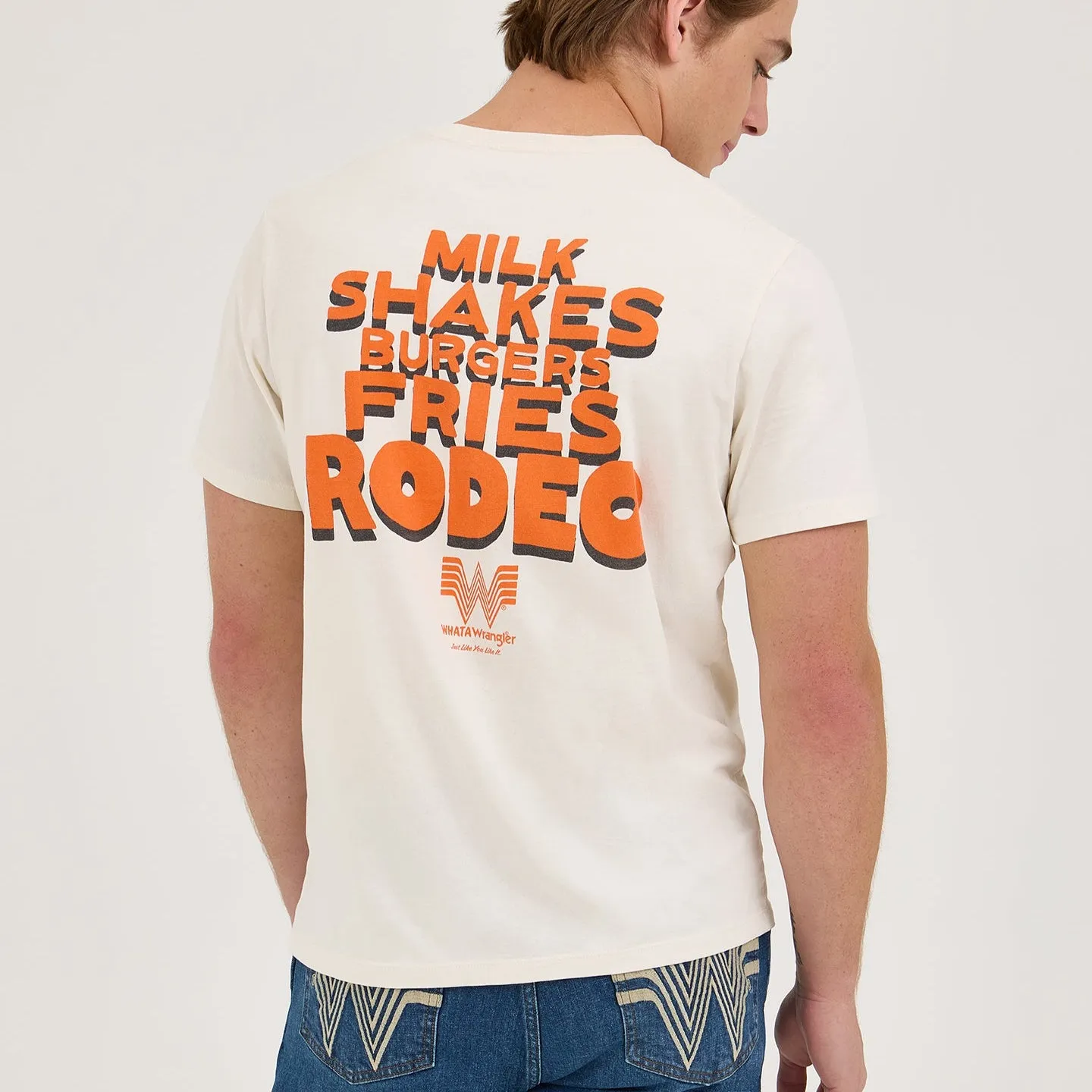 Anti Static Fabric Wrangler? x Whataburger? Cowboy Graphic White T-Shirt