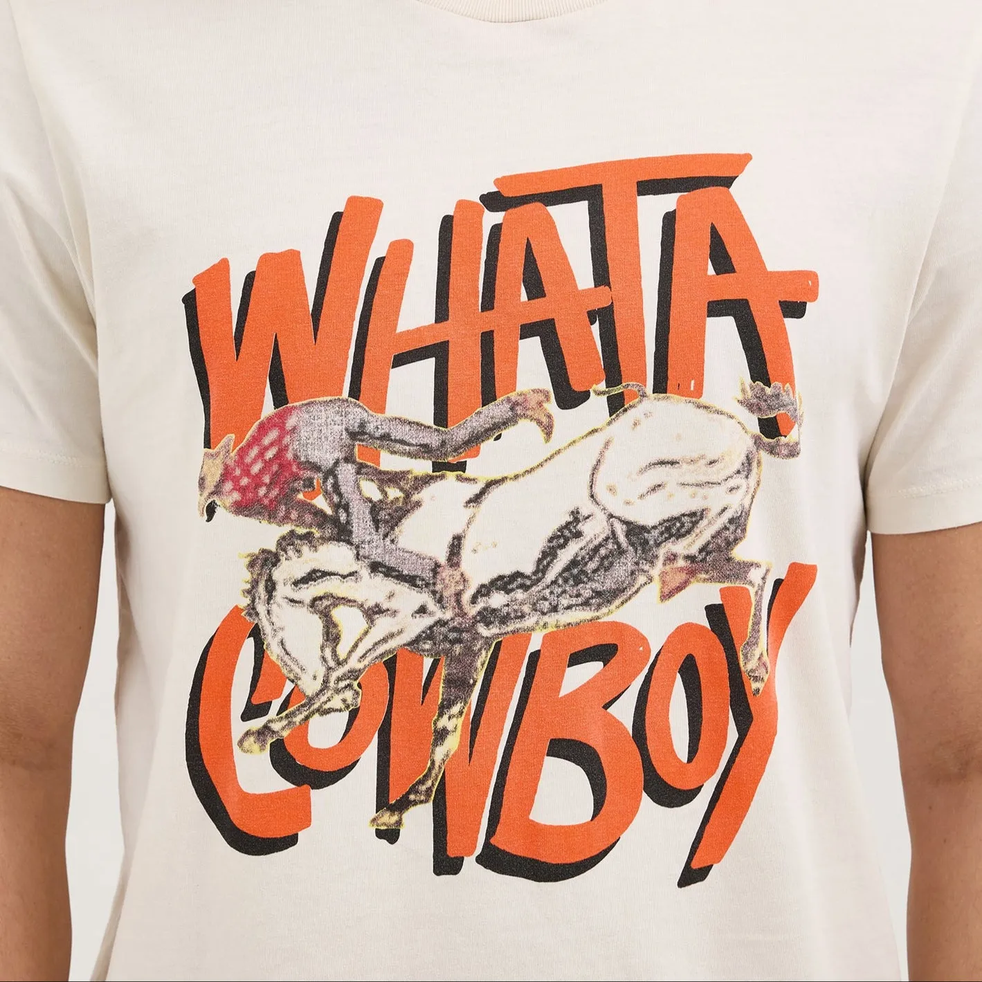 MultiPocketDesign Double Stitched Hems Wrangler? x Whataburger? Cowboy Graphic White T-Shirt