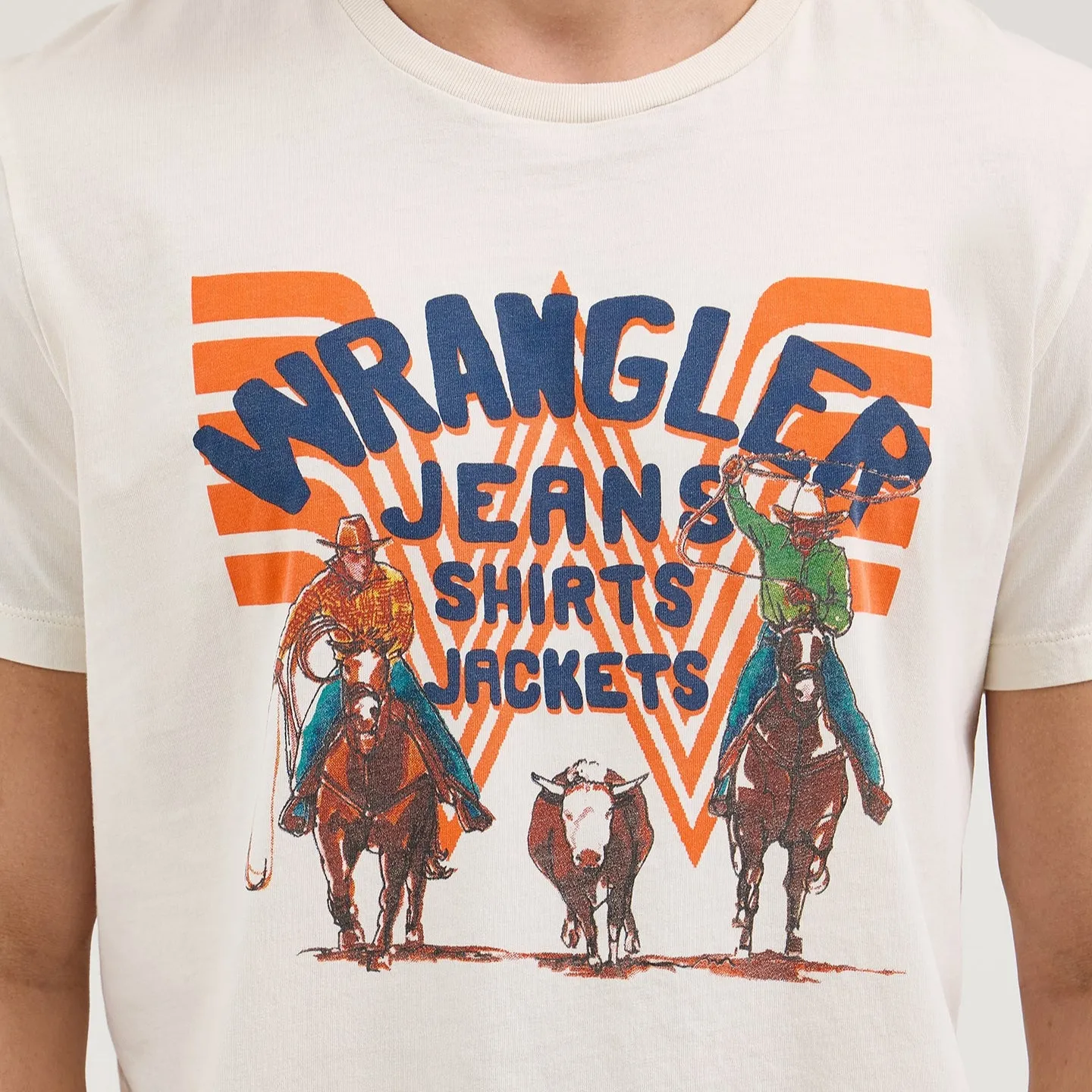 Wrangler? x Whataburger? White Graphic T-Shirt DoubleLayeredCollar Warm Fabric